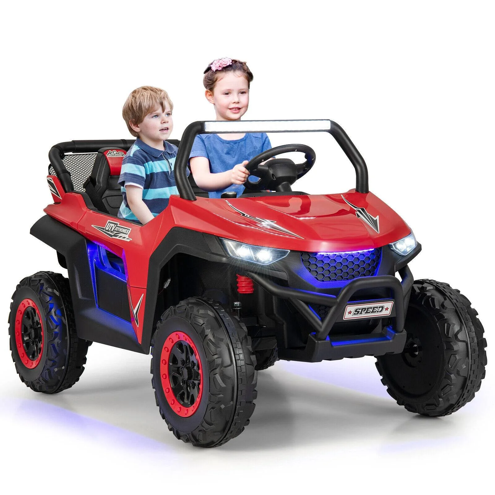 12V 2-Seater Kids Ride on UTV with Slow Start Function Music-Red - Image 3