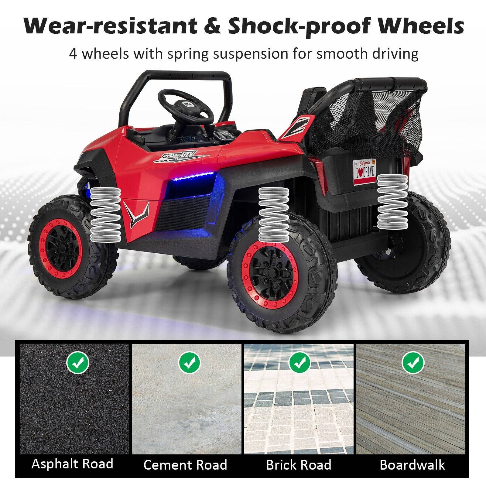 12V 2-Seater Kids Ride on UTV with Slow Start Function Music-Red - Image 5
