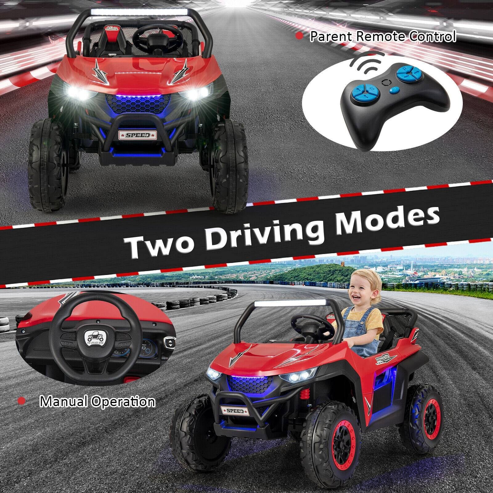 12V 2-Seater Kids Ride on UTV with Slow Start Function Music-Red - Image 8