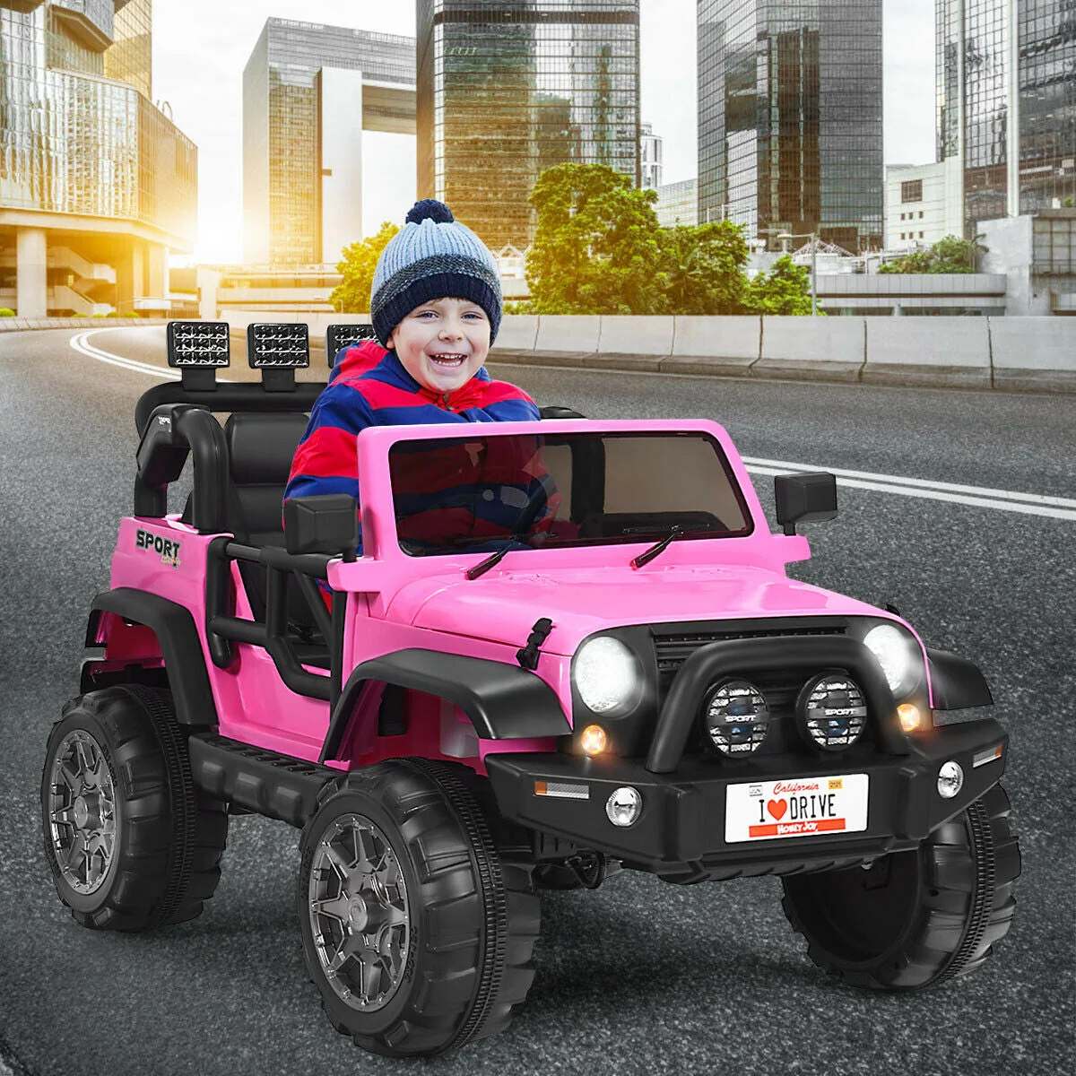 12V 2-Seater Ride on Car Truck with Remote Control and Storage Room-Pink - Image 2