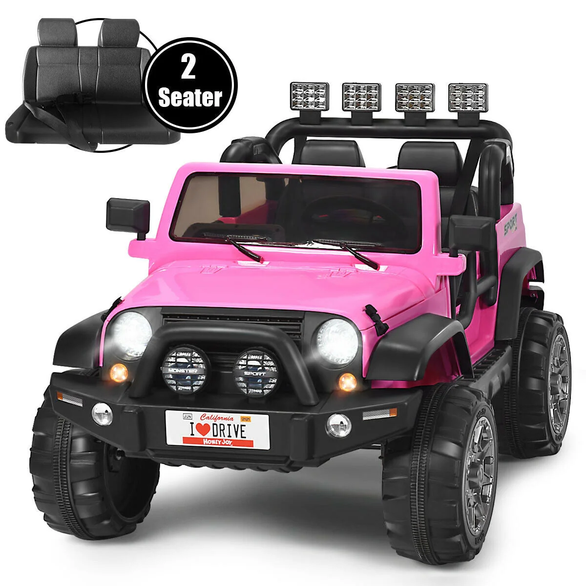 12V 2-Seater Ride on Car Truck with Remote Control and Storage Room-Pink - Image 4