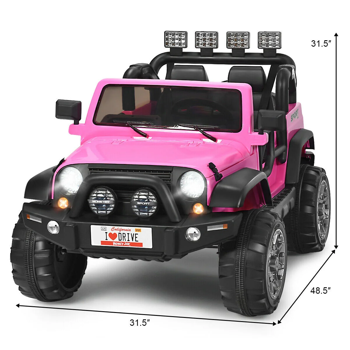 12V 2-Seater Ride on Car Truck with Remote Control and Storage Room-Pink - Image 5
