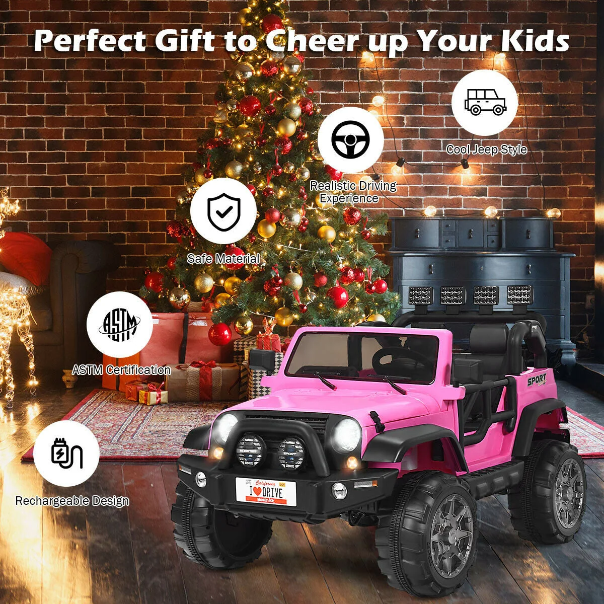 12V 2-Seater Ride on Car Truck with Remote Control and Storage Room-Pink - Image 6