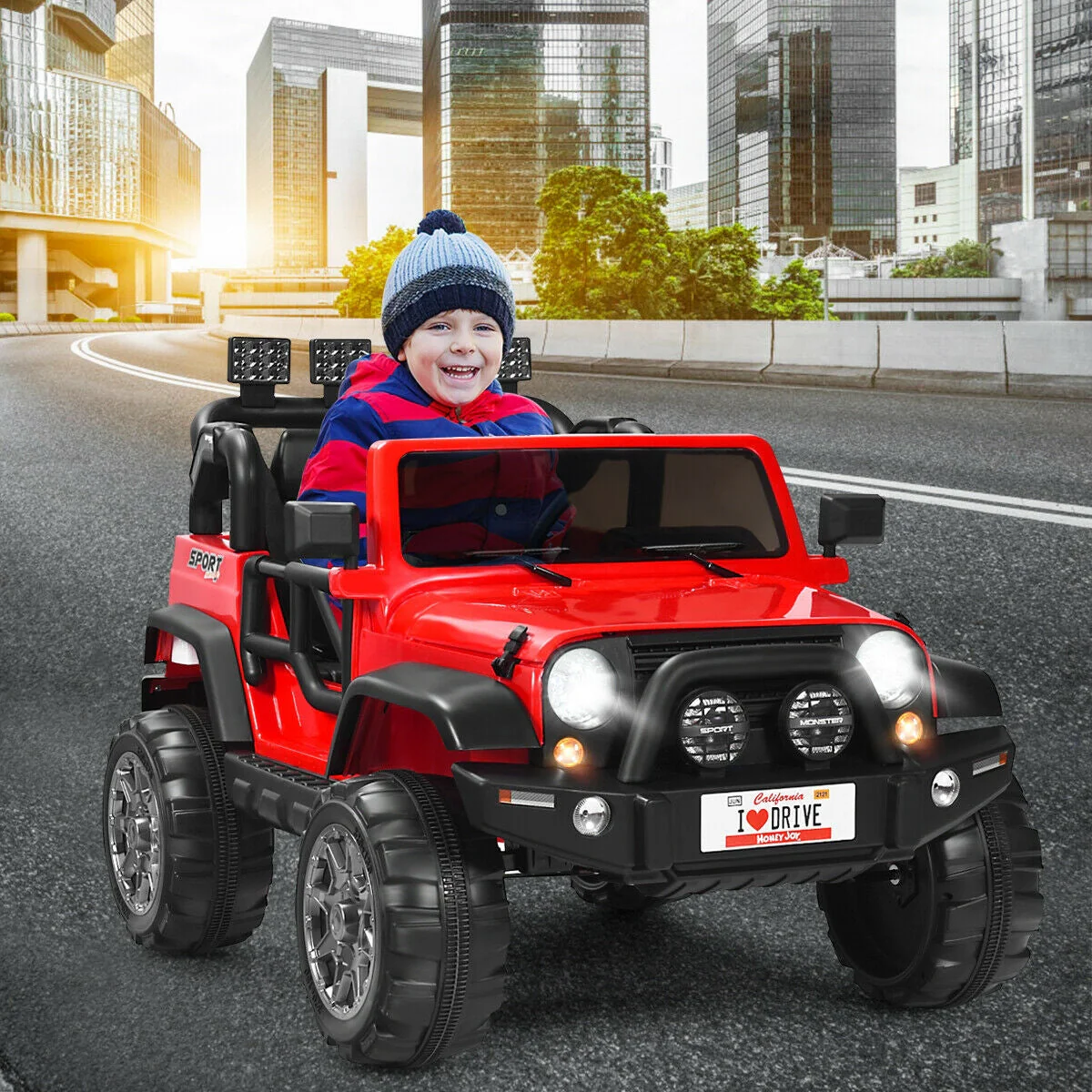 12V 2-Seater Ride on Car Truck with Remote Control and Storage Room-Red - Image 2