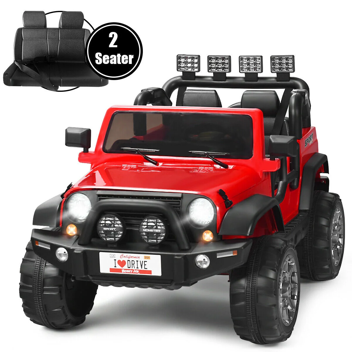 12V 2-Seater Ride on Car Truck with Remote Control and Storage Room-Red - Image 4
