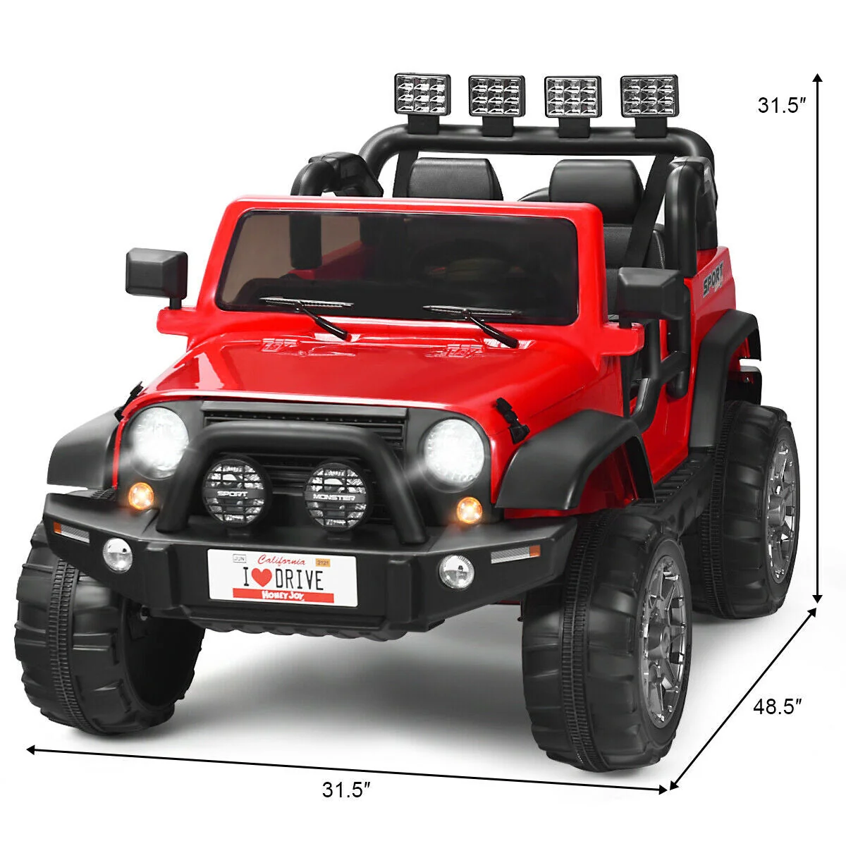 12V 2-Seater Ride on Car Truck with Remote Control and Storage Room-Red - Image 5