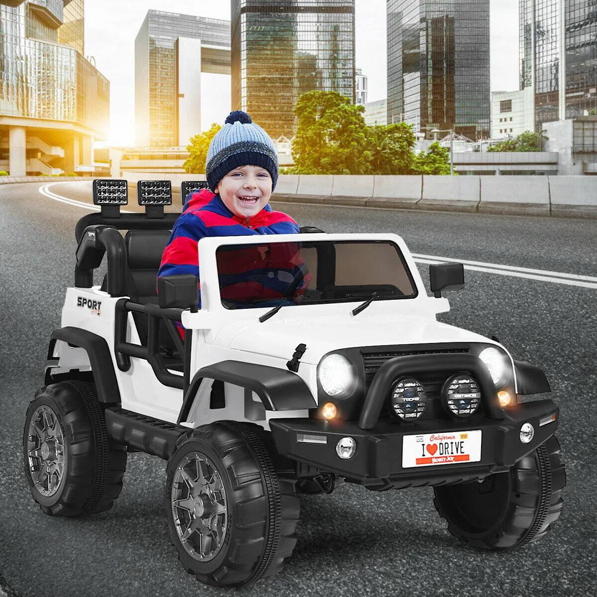 12V 2-Seater Ride on Car Truck with Remote Control and Storage Room-White - Image 2
