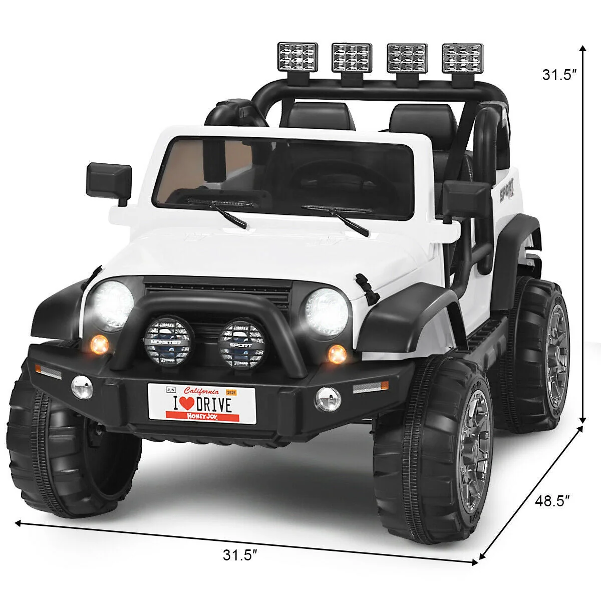 12V 2-Seater Ride on Car Truck with Remote Control and Storage Room-White - Image 5