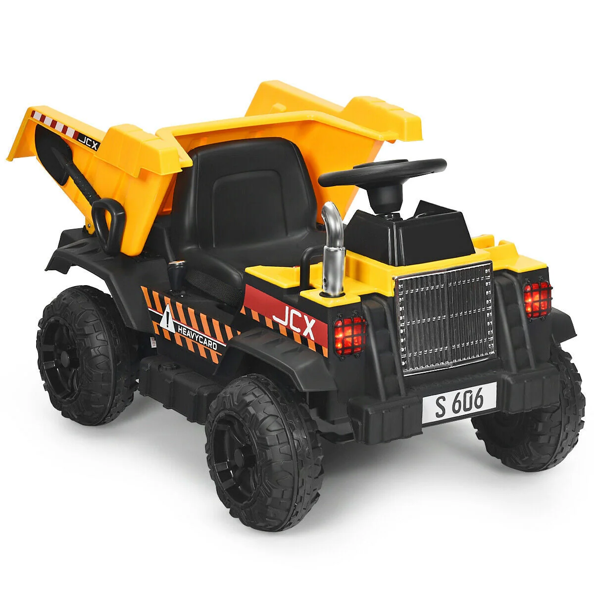 12V Battery Kids Ride On Dump Truck with Electric Bucket and Dump Bed-Yellow - Image 3
