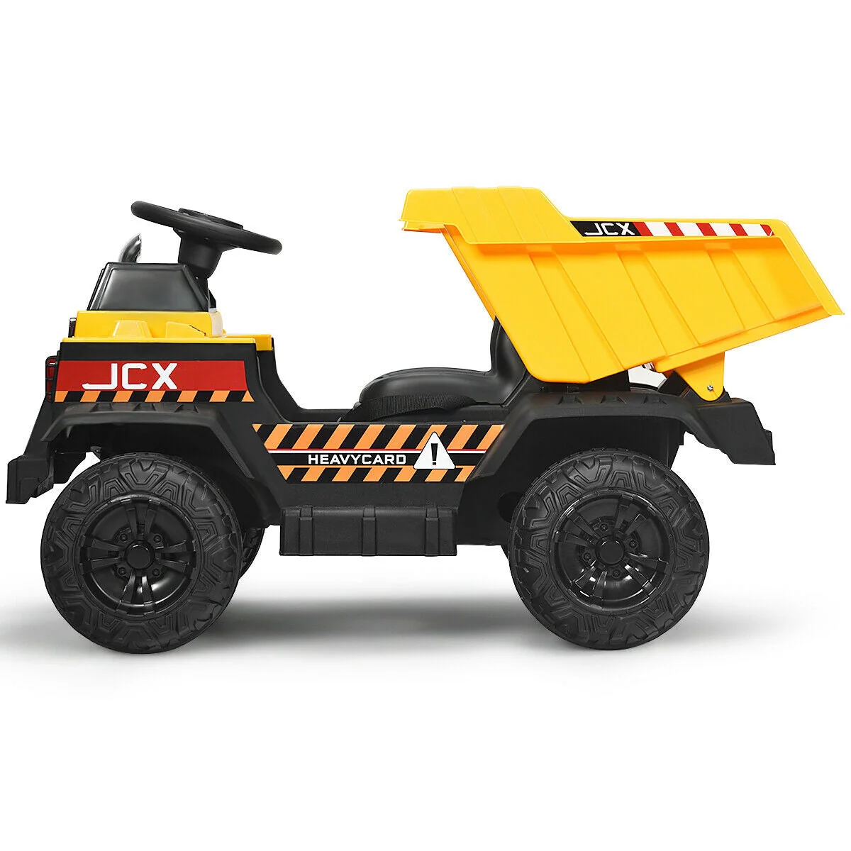 12V Battery Kids Ride On Dump Truck with Electric Bucket and Dump Bed-Yellow - Image 4