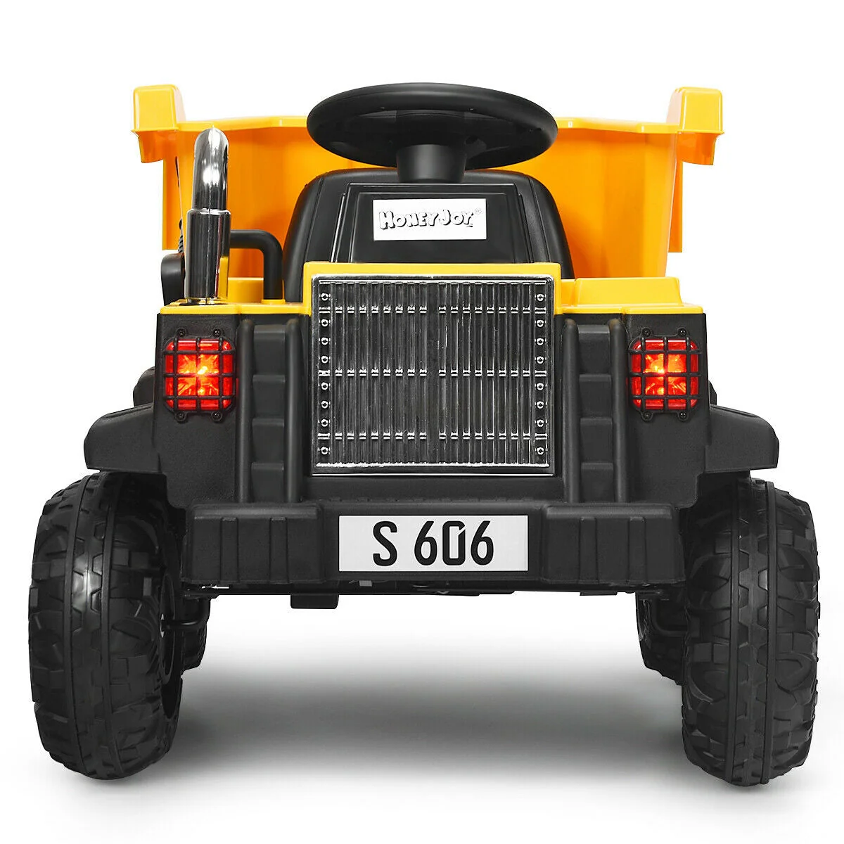 12V Battery Kids Ride On Dump Truck with Electric Bucket and Dump Bed-Yellow - Image 7