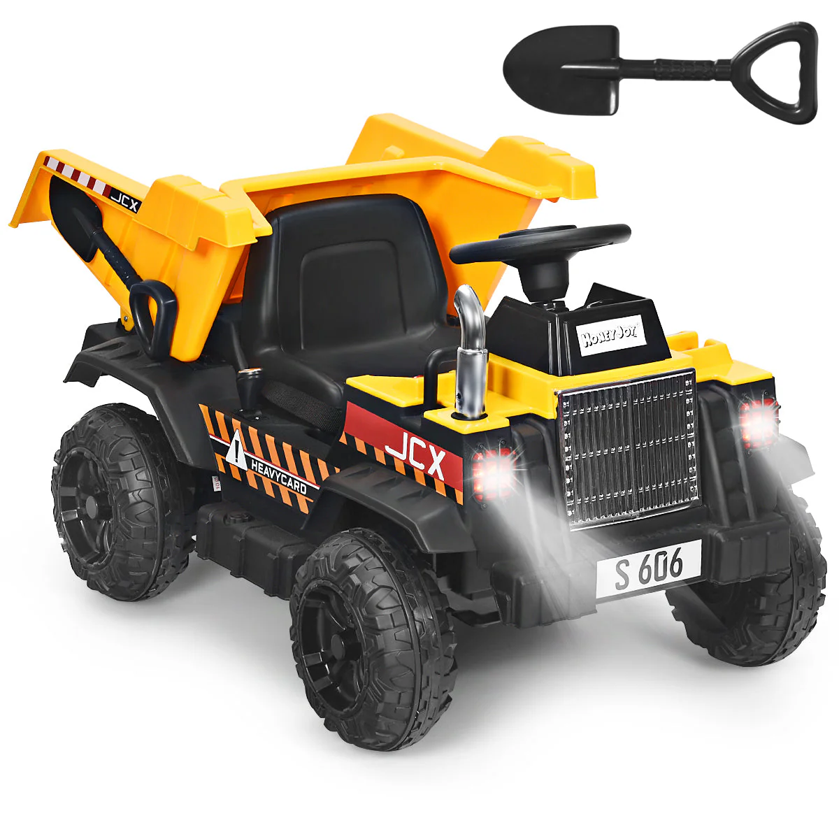 12V Battery Kids Ride On Dump Truck with Electric Bucket and Dump Bed-Yellow - Image 8
