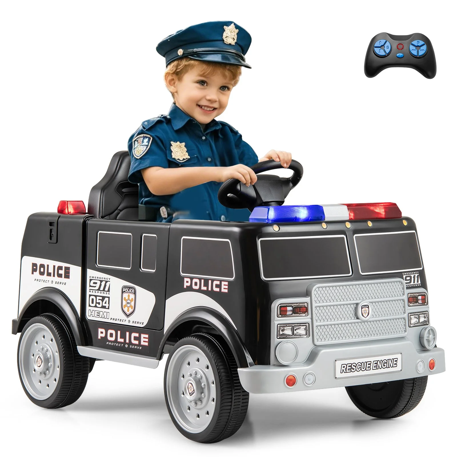 12V Battery Powered Electric Vehicle with 3 Speeds and Megaphone-Black - Image 3