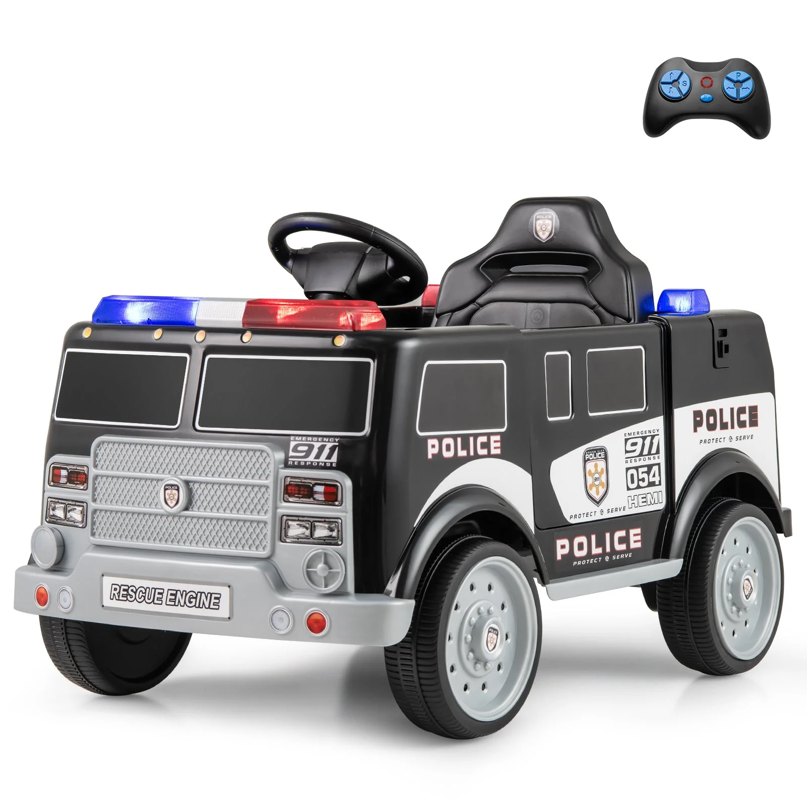 12V Battery Powered Electric Vehicle with 3 Speeds and Megaphone-Black - Image 5