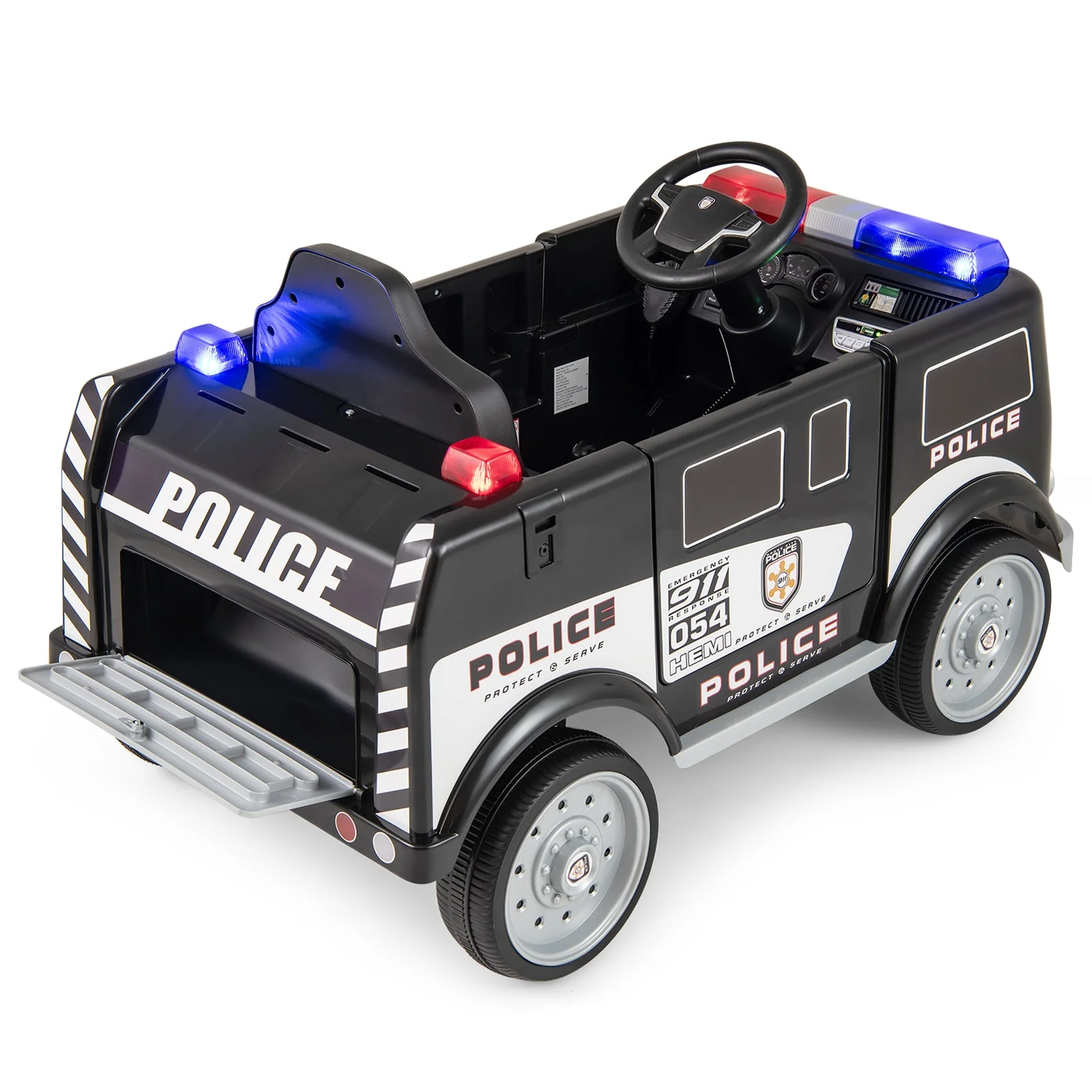 12V Battery Powered Electric Vehicle with 3 Speeds and Megaphone-Black - Image 6