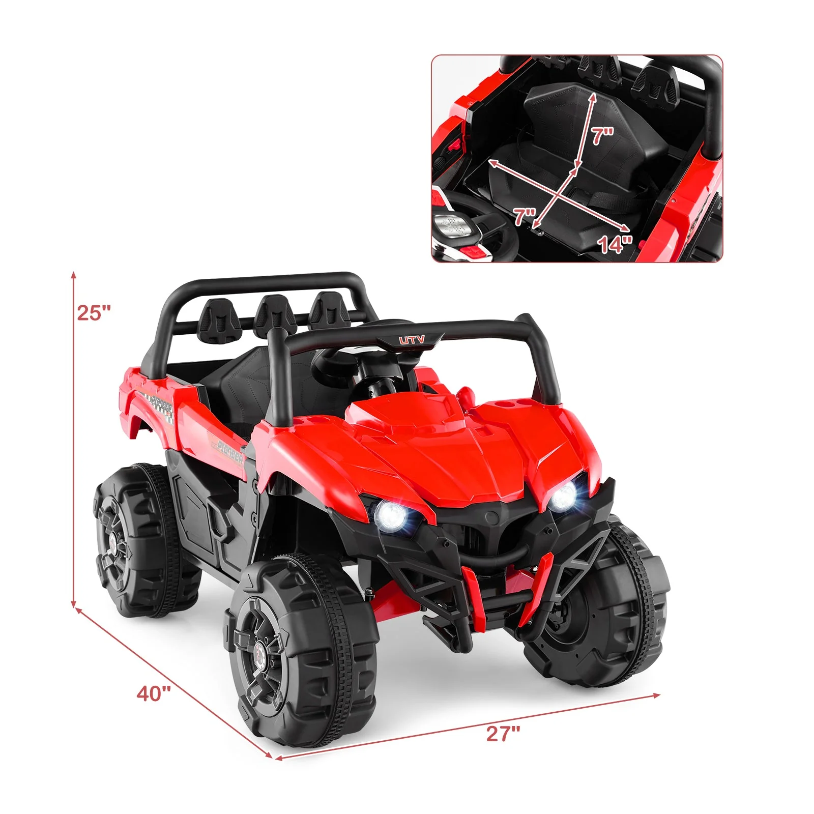 12V Battery Powered Electric Vehicle with Remote Control and 3 Speeds-Red - Image 3