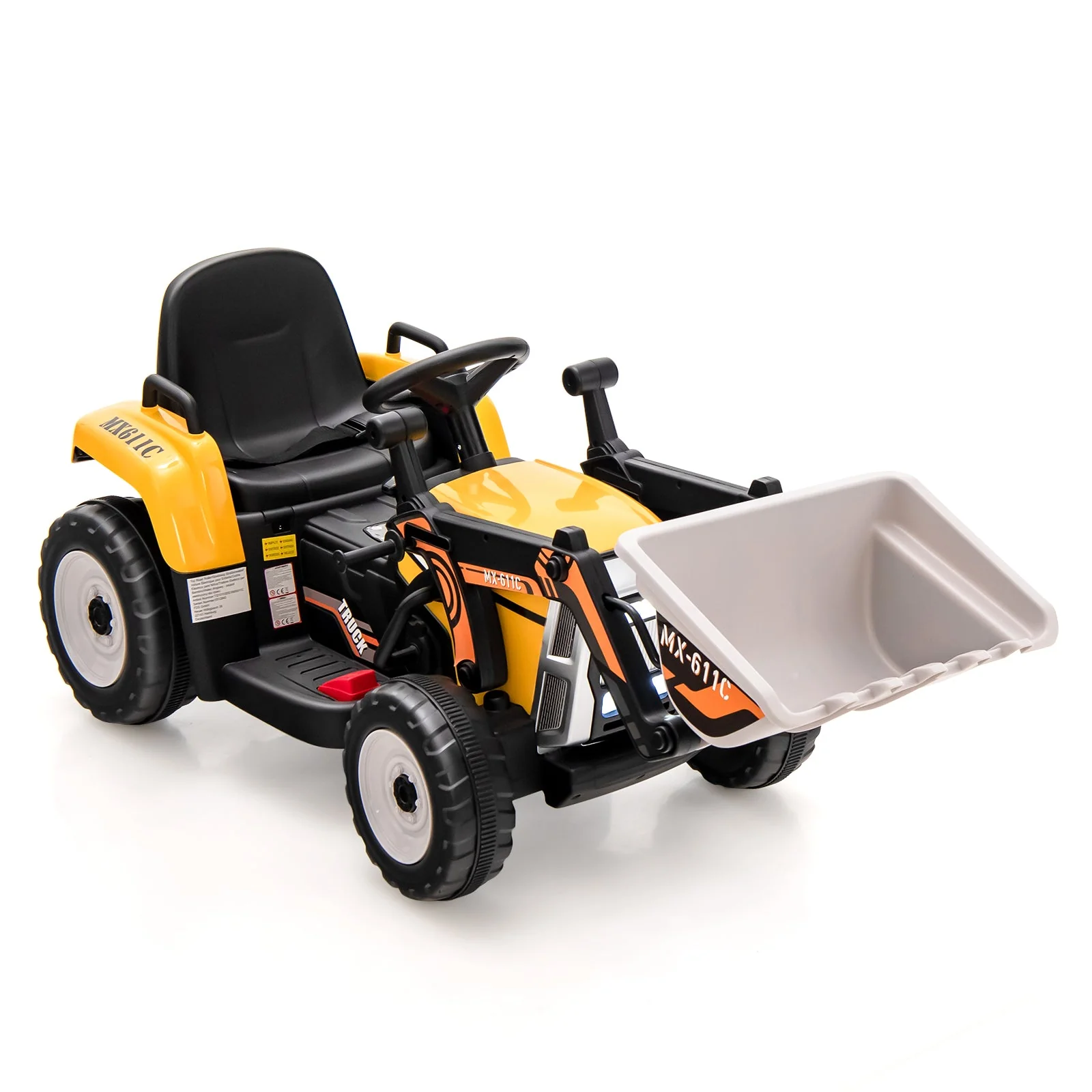 12V Battery Powered Kids Ride on Excavator with Adjustable Arm and Bucket-Yellow - Image 2