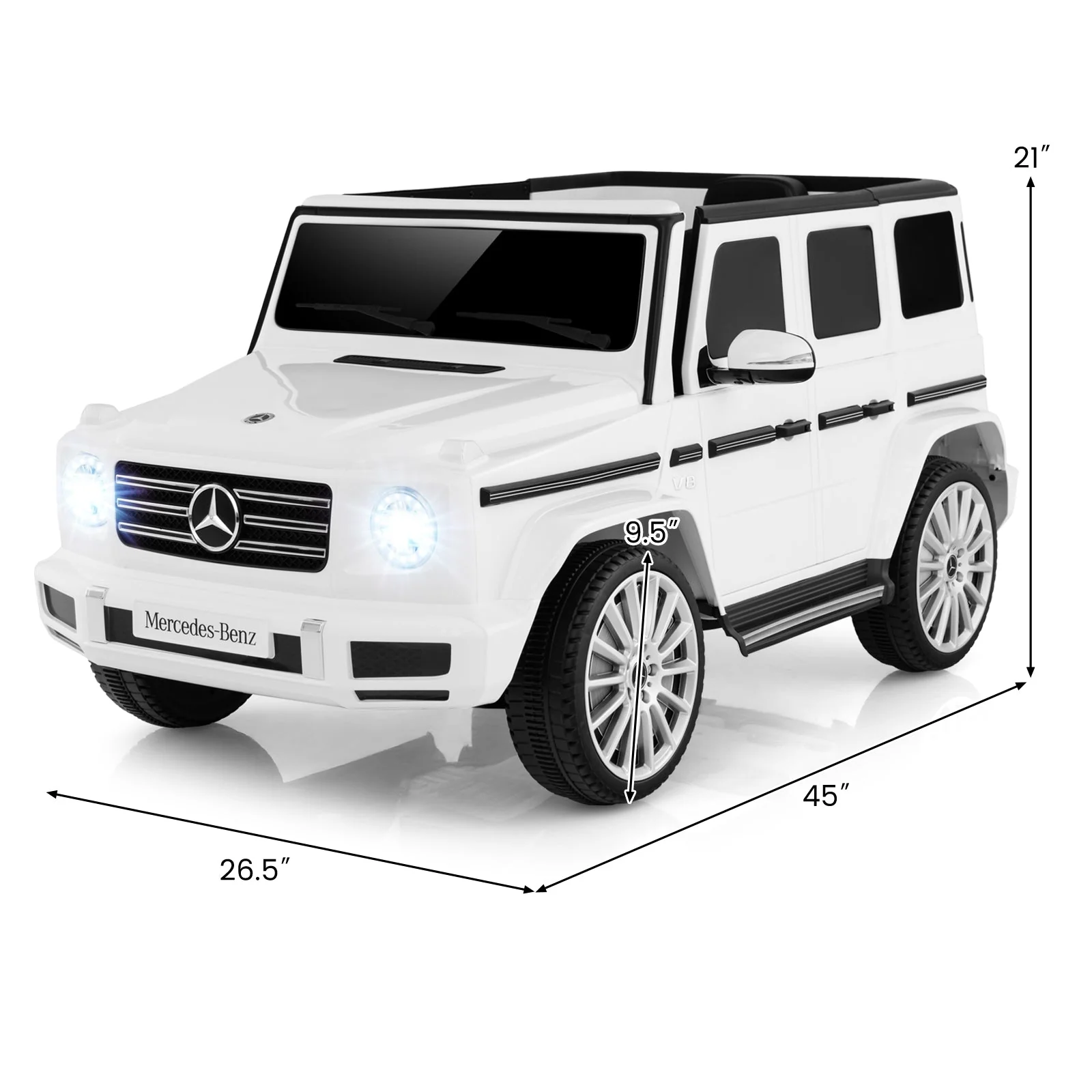 12V Battery Powered Mercedes-Benz G500 Kids Ride-on Car-White - Image 4
