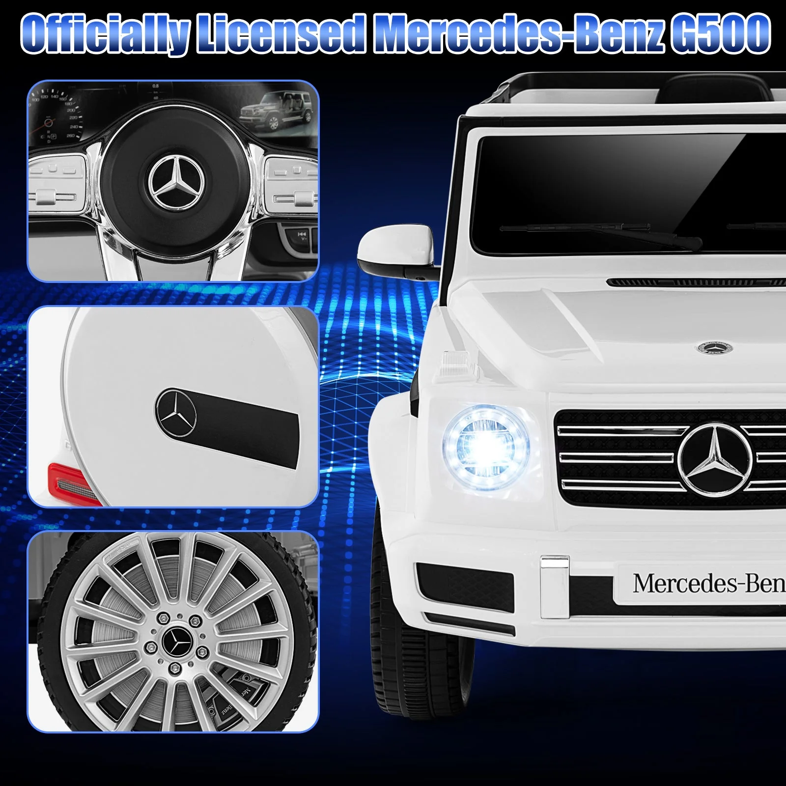 12V Battery Powered Mercedes-Benz G500 Kids Ride-on Car-White - Image 6