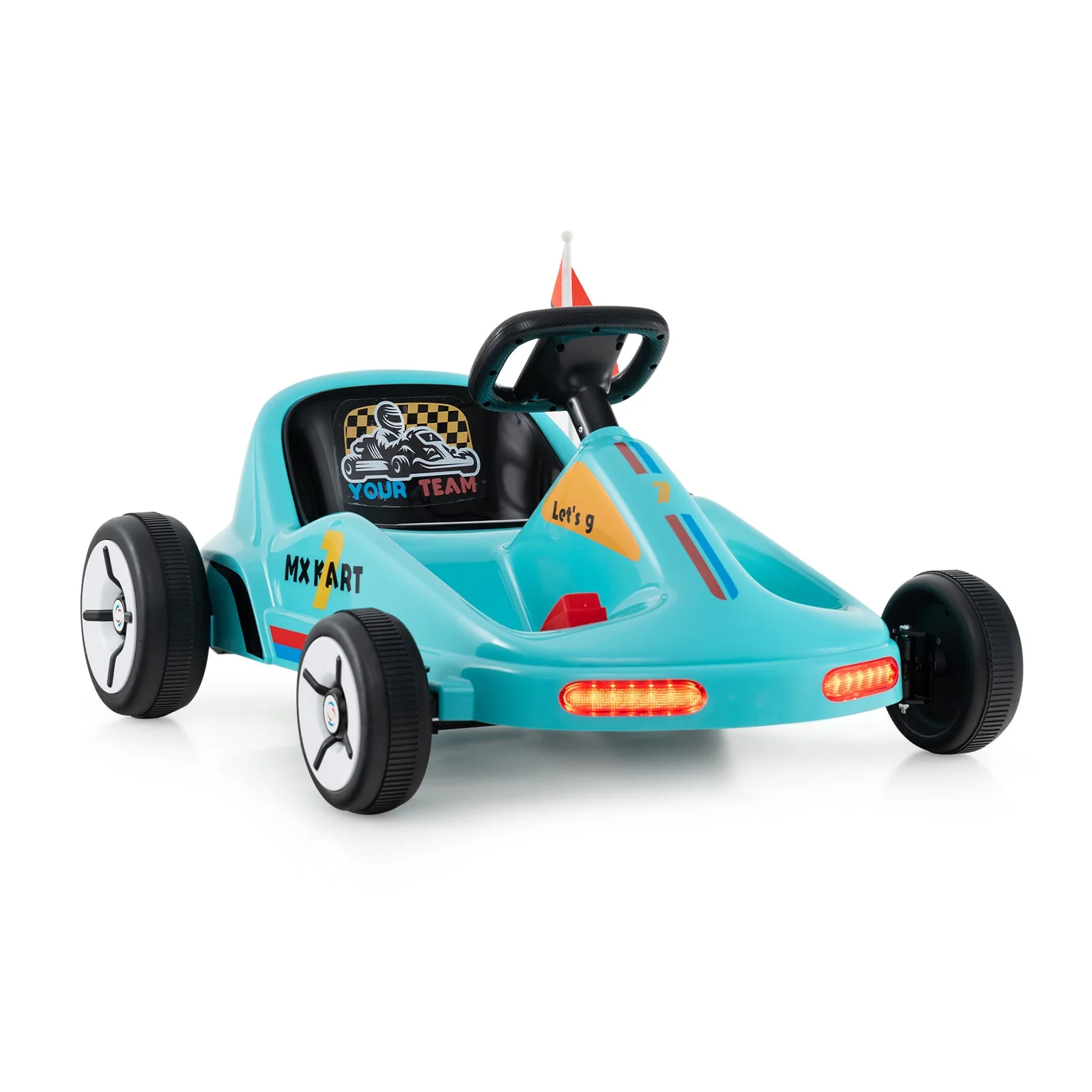 12V Electric Go Kart for Kids Race Toy with Remote Control and Music-Blue - Image 2