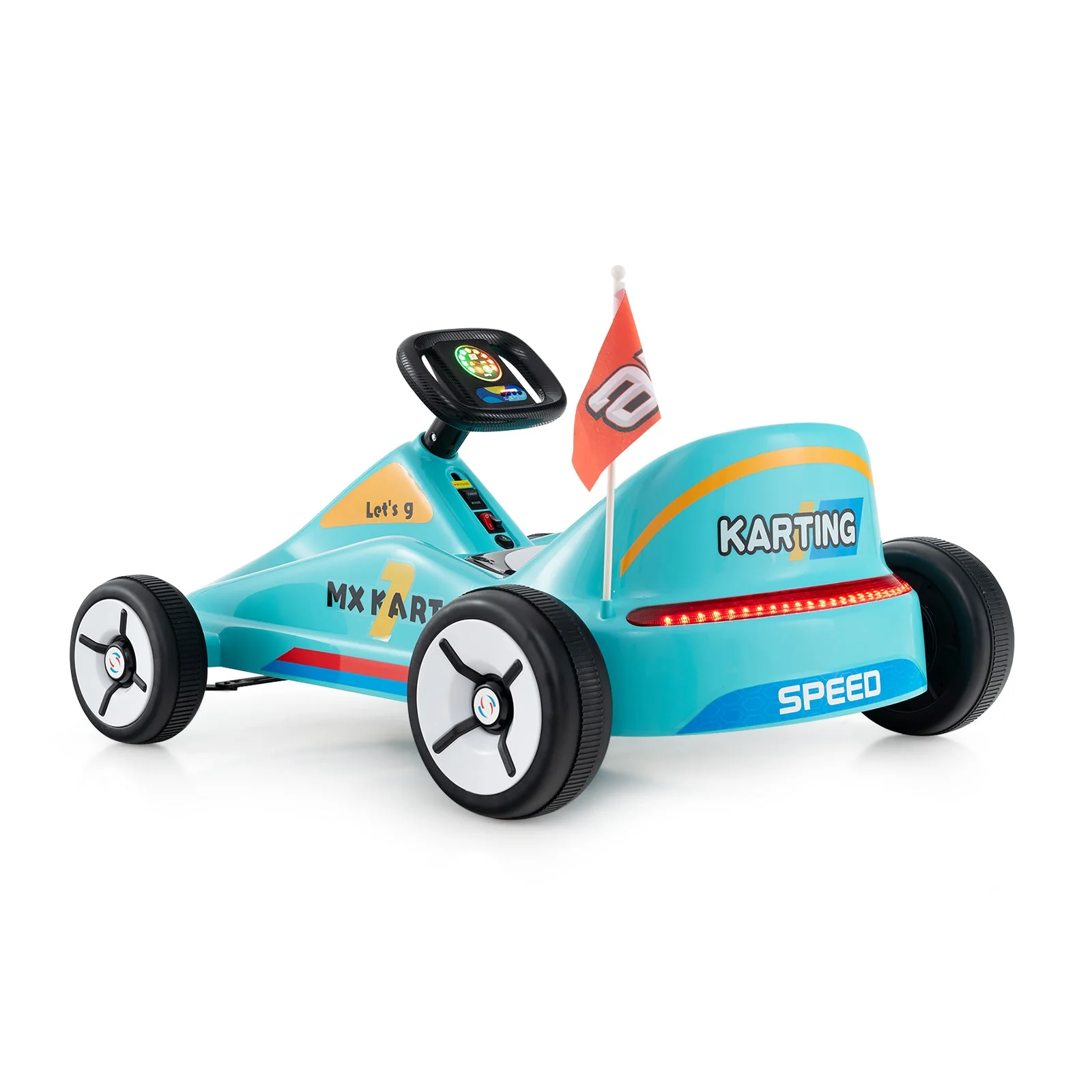 12V Electric Go Kart for Kids Race Toy with Remote Control and Music-Blue - Image 5