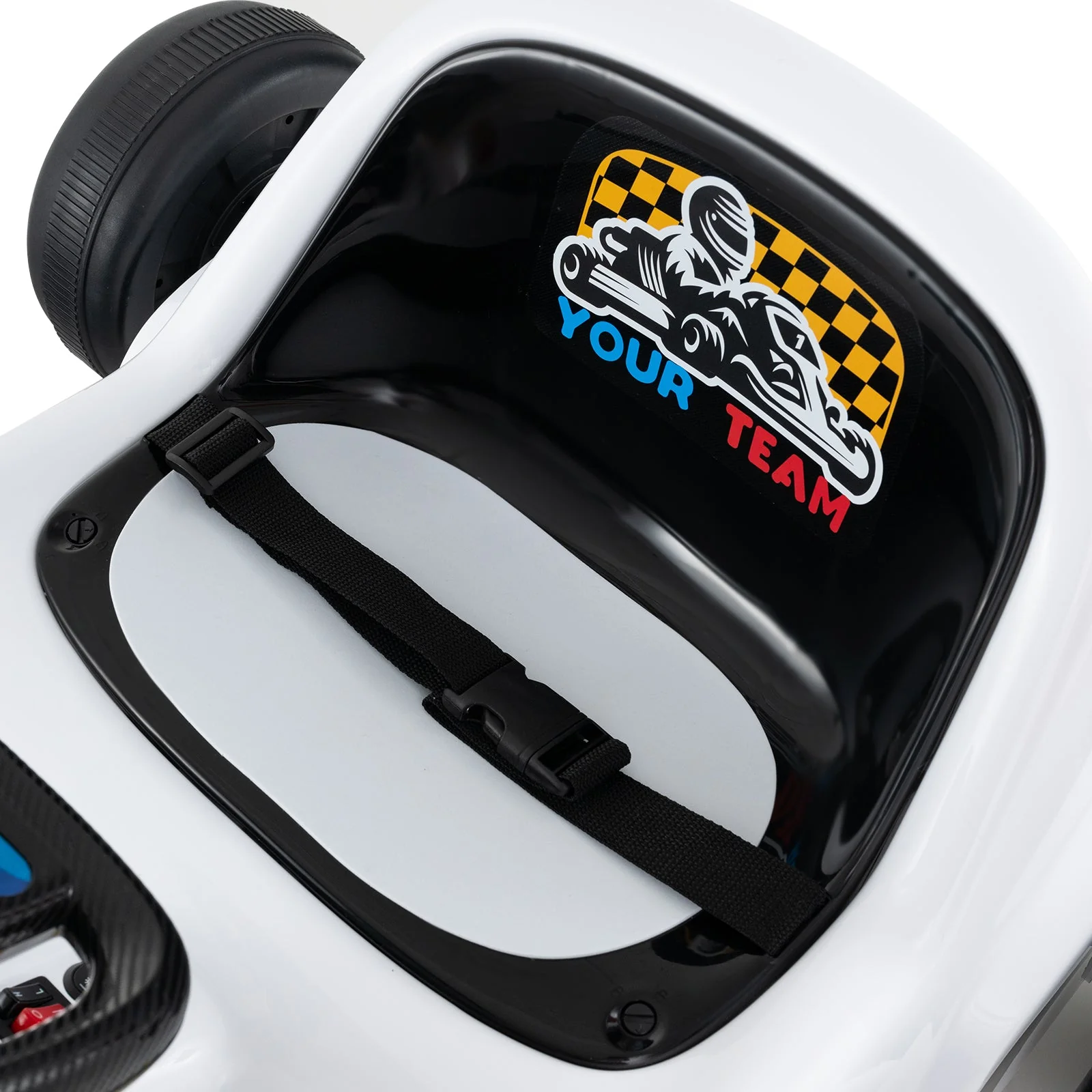 12V Electric Go Kart for Kids Race Toy with Remote Control and Music-White - Image 7