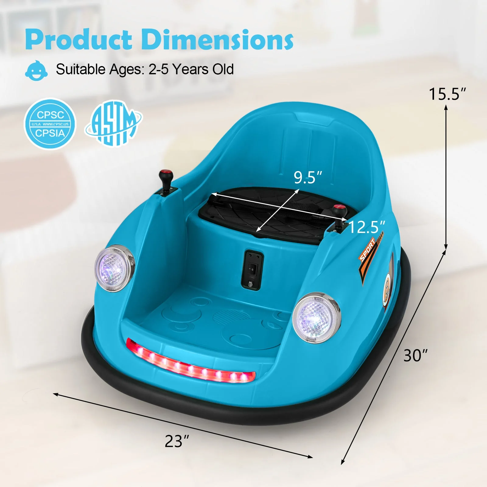12V Electric Kids Ride on Bumper Car Battery Powered Bumping Car with Remote Control-Blue - Image 4