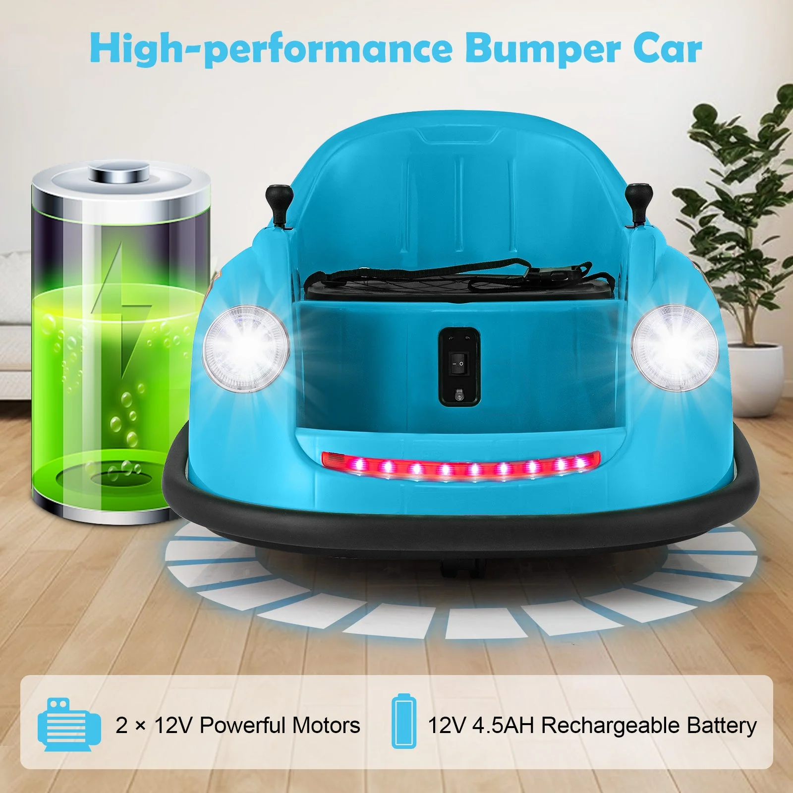 12V Electric Kids Ride on Bumper Car Battery Powered Bumping Car with Remote Control-Blue - Image 8