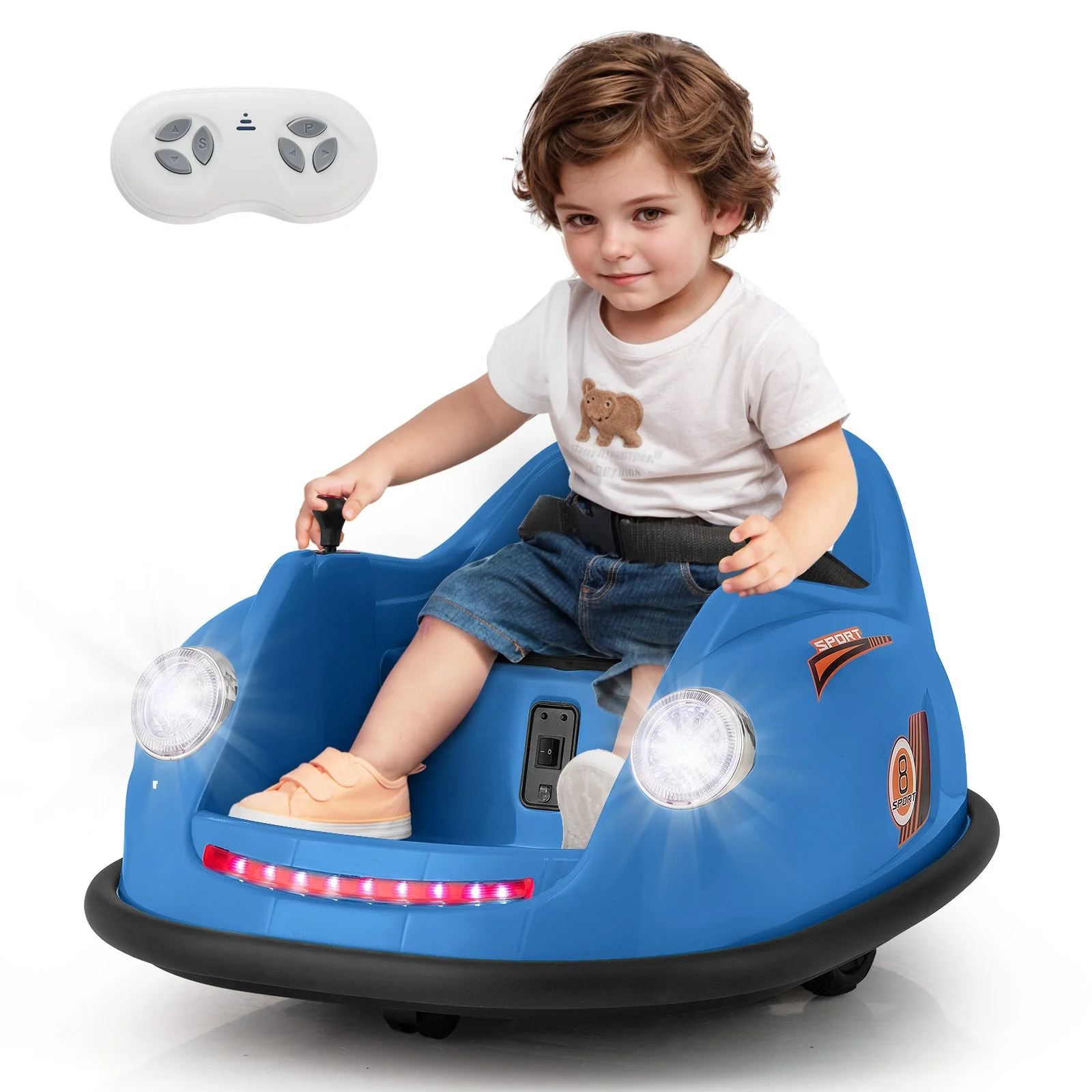 12V Electric Kids Ride on Bumper Car Battery Powered Bumping Car with Remote Control-Navy - Image 3