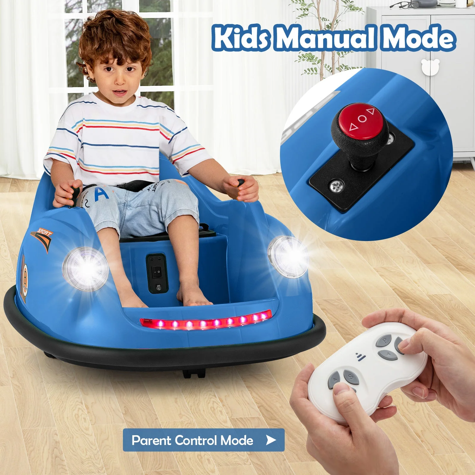 12V Electric Kids Ride on Bumper Car Battery Powered Bumping Car with Remote Control-Navy - Image 7