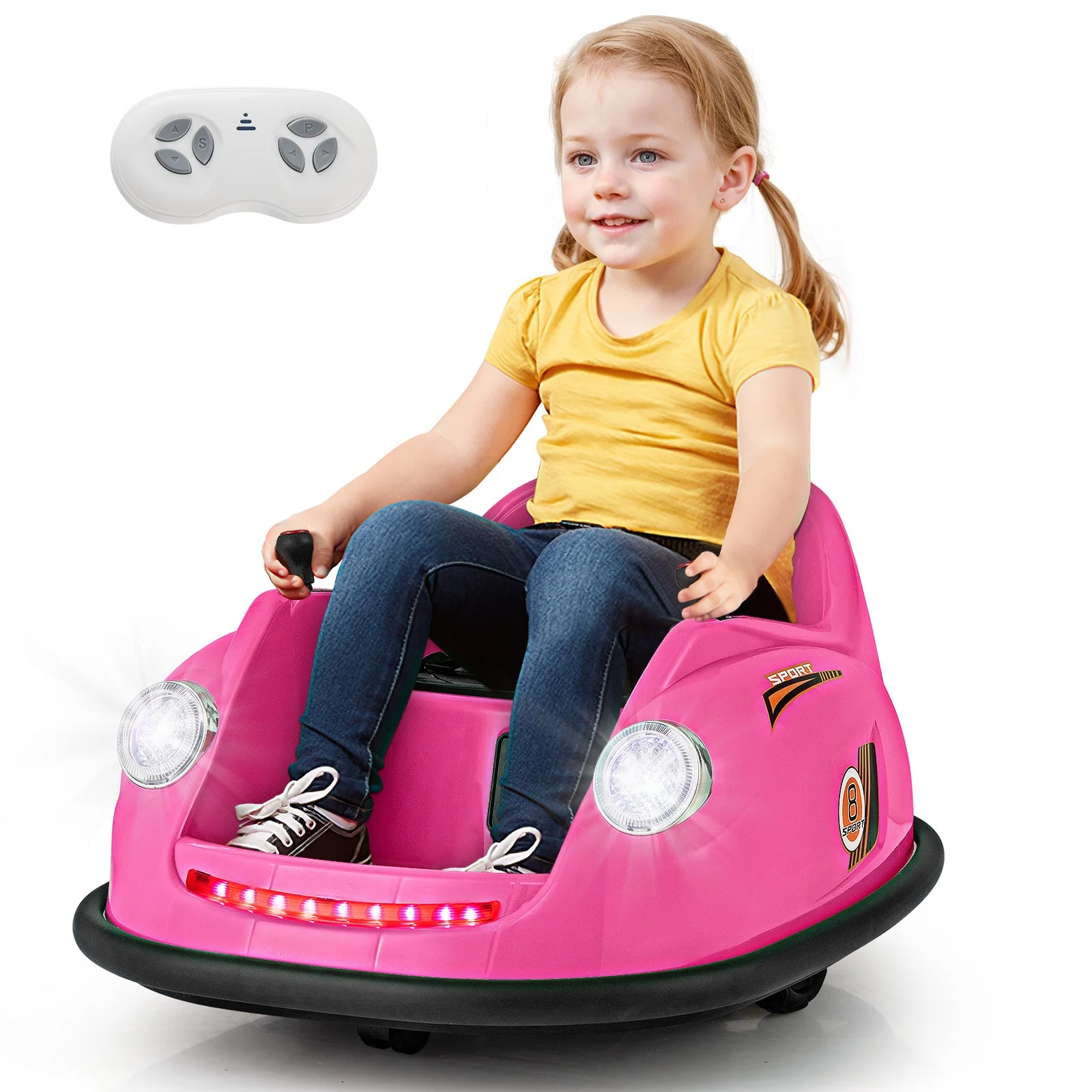 12V Electric Kids Ride on Bumper Car Battery Powered Bumping Car with Remote Control-Pink - Image 3