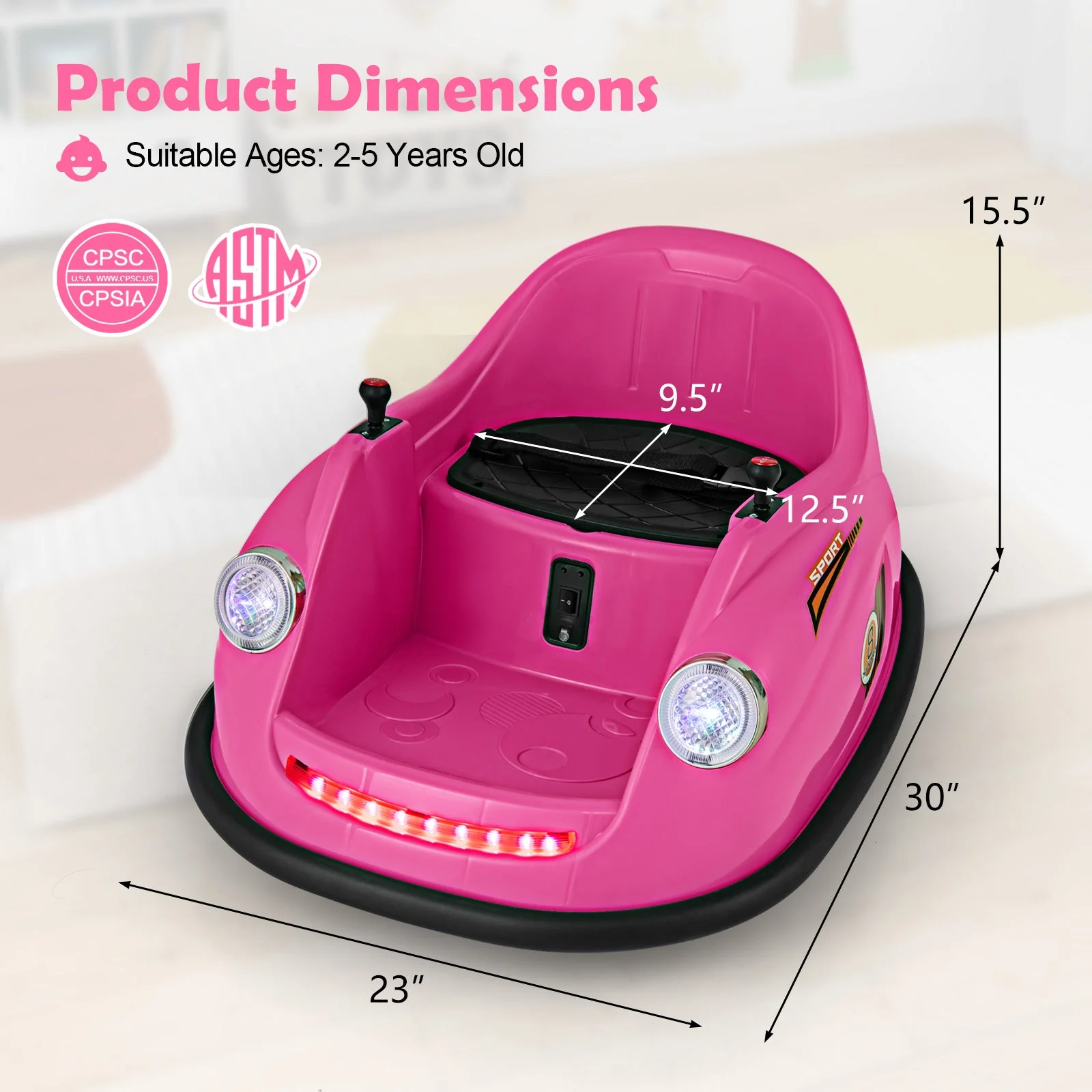 12V Electric Kids Ride on Bumper Car Battery Powered Bumping Car with Remote Control-Pink - Image 4