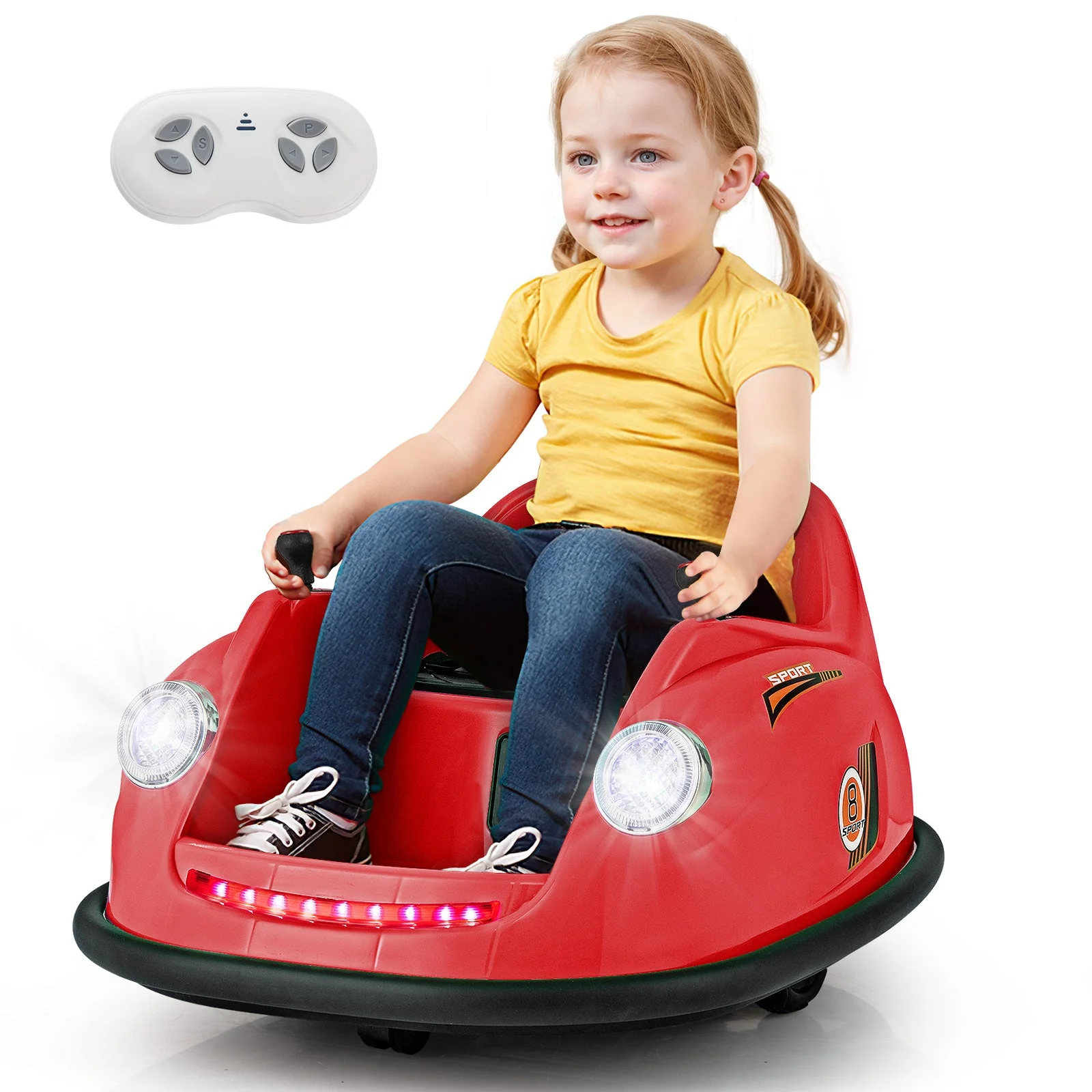 12V Electric Kids Ride on Bumper Car Battery Powered Bumping Car with Remote Control-Red - Image 3