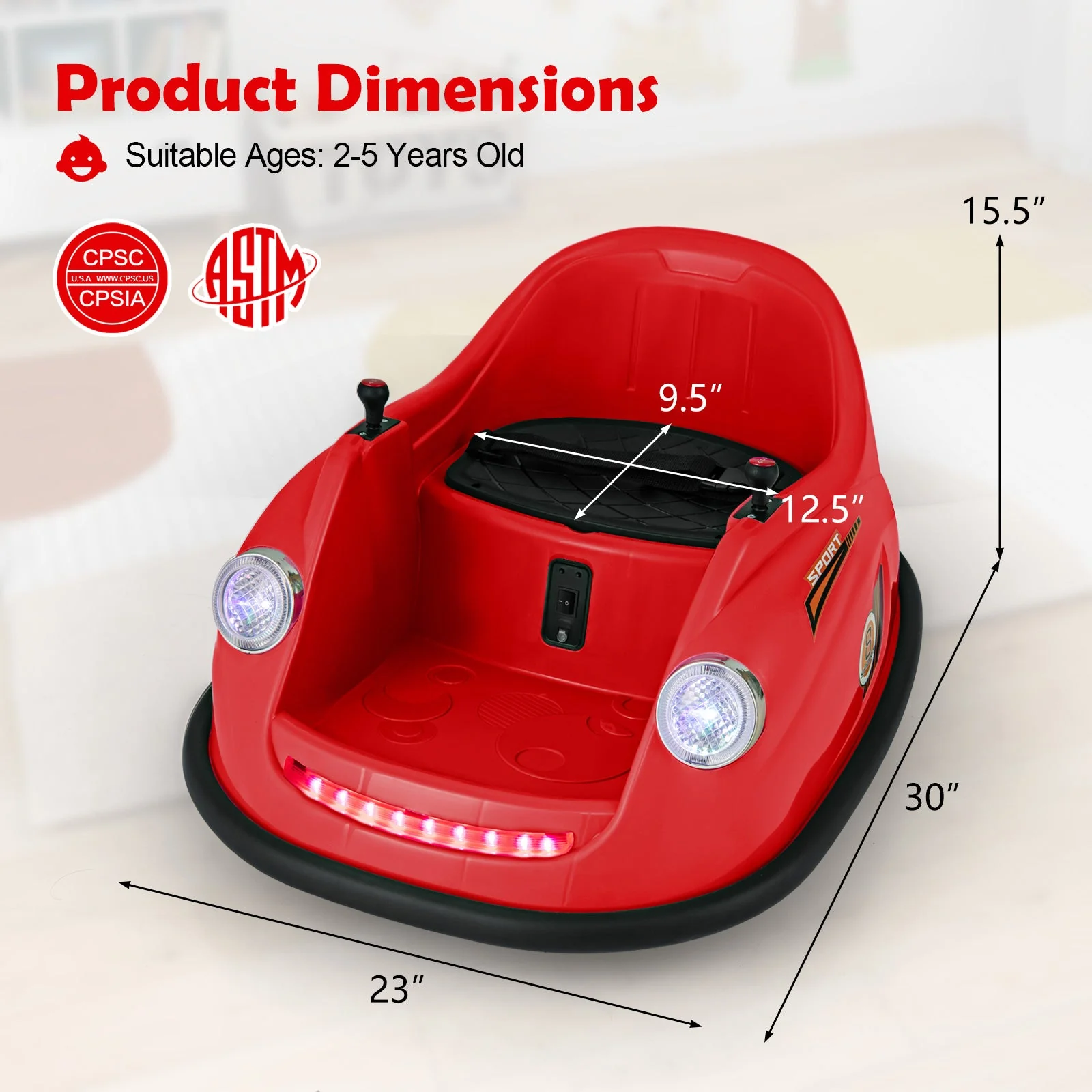 12V Electric Kids Ride on Bumper Car Battery Powered Bumping Car with Remote Control-Red - Image 4