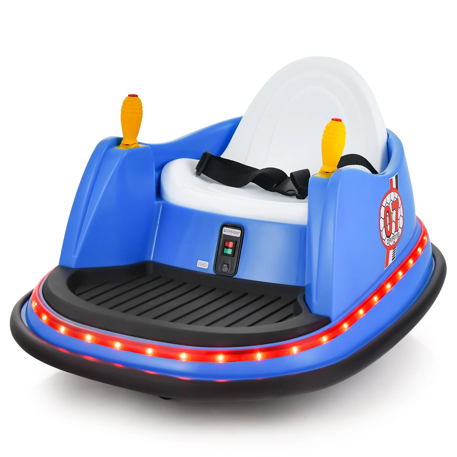 12V Electric Kids Ride On Bumper Car with Flashing Lights for Toddlers-Blue - Image 3