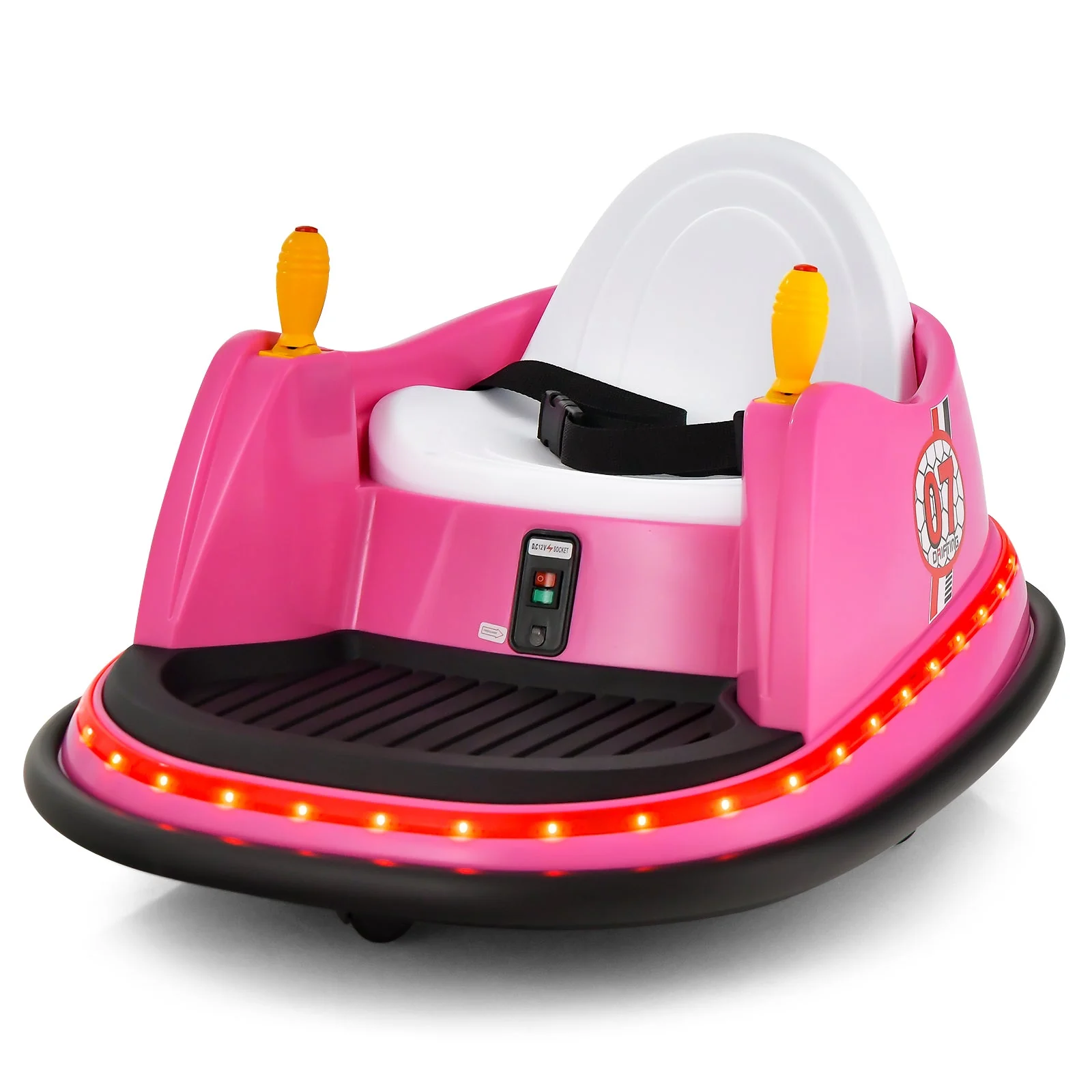 12V Electric Kids Ride On Bumper Car with Flashing Lights for Toddlers-Pink - Image 3
