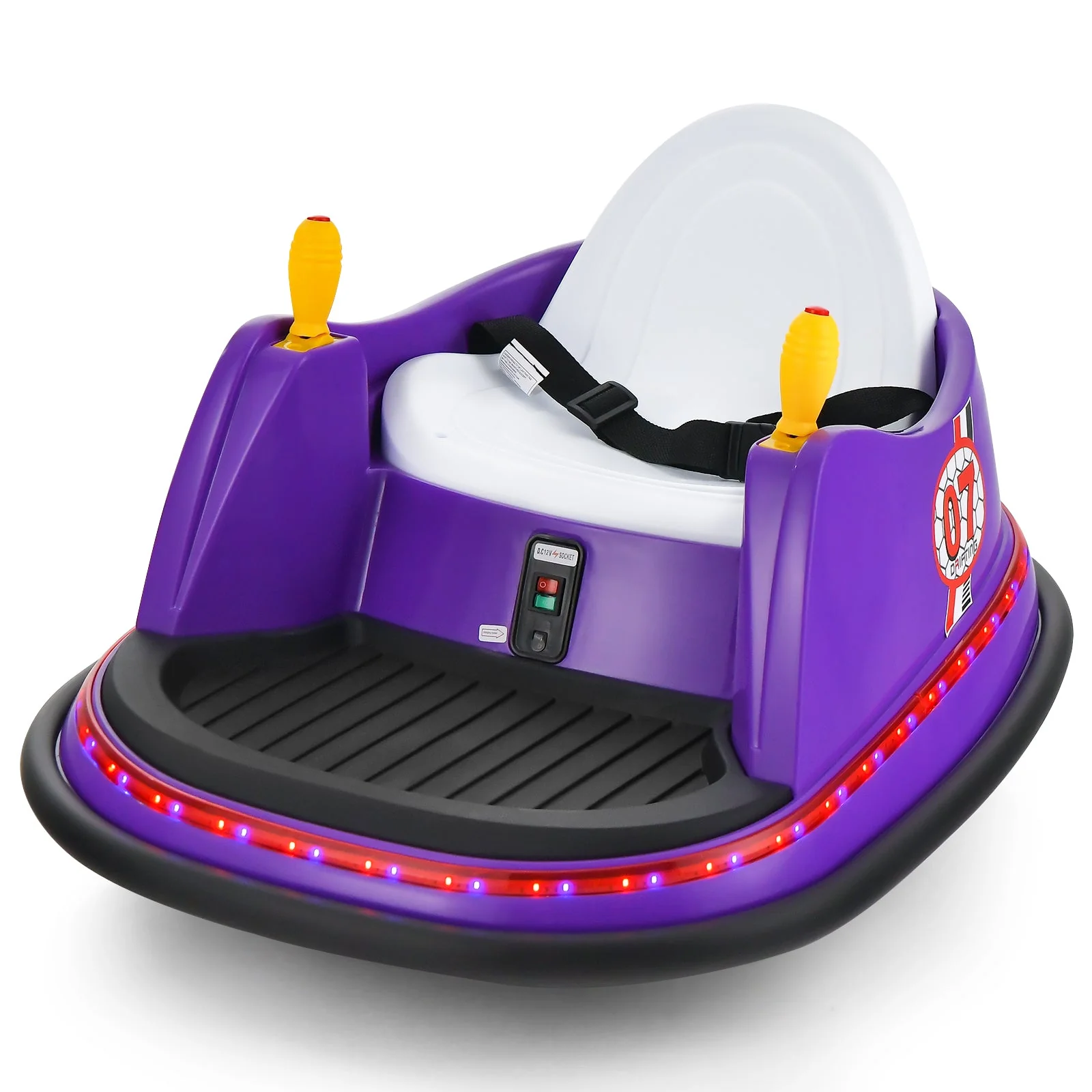 12V Electric Kids Ride On Bumper Car with Flashing Lights for Toddlers-Purple - Image 3