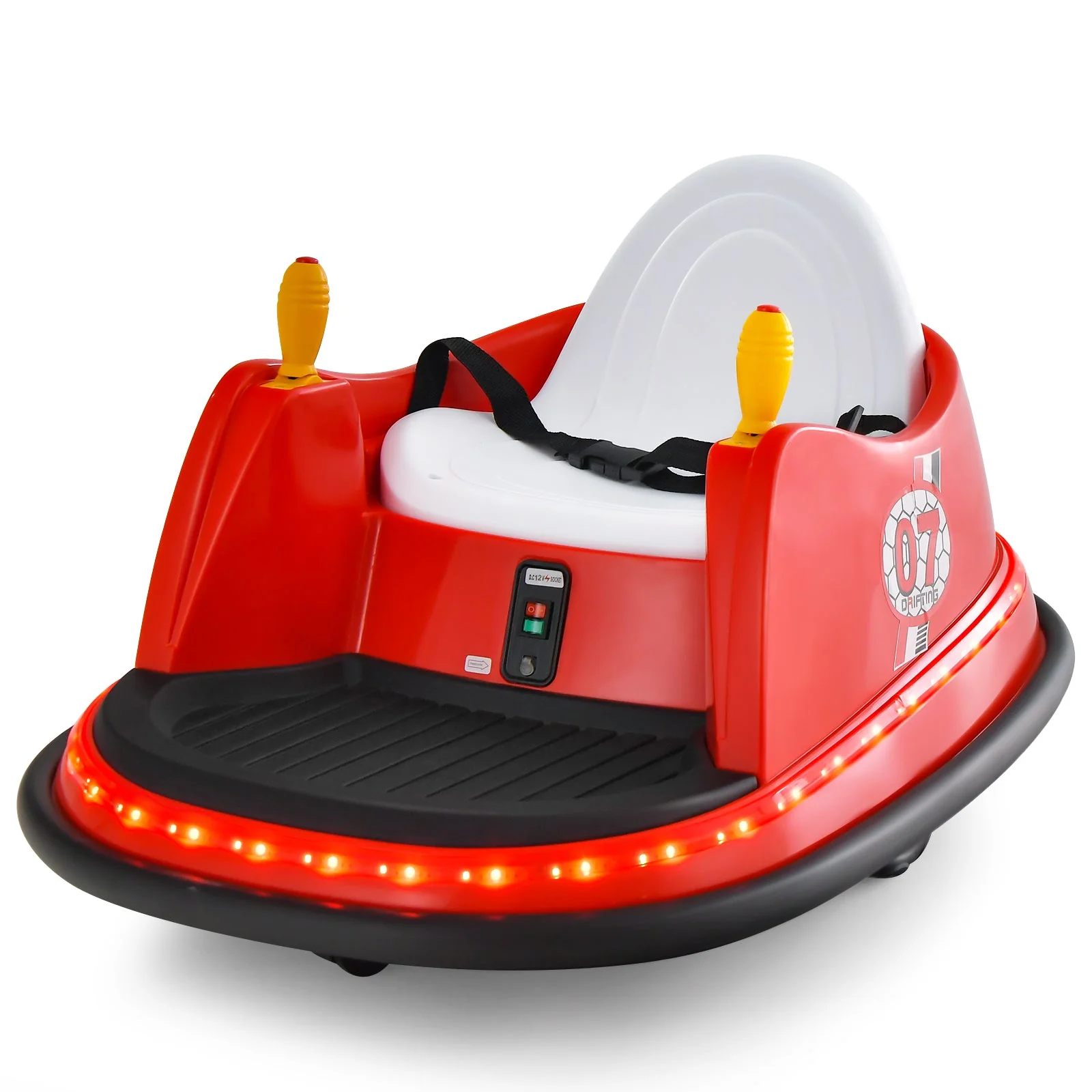 12V Electric Kids Ride On Bumper Car with Flashing Lights for Toddlers-Red - Image 3
