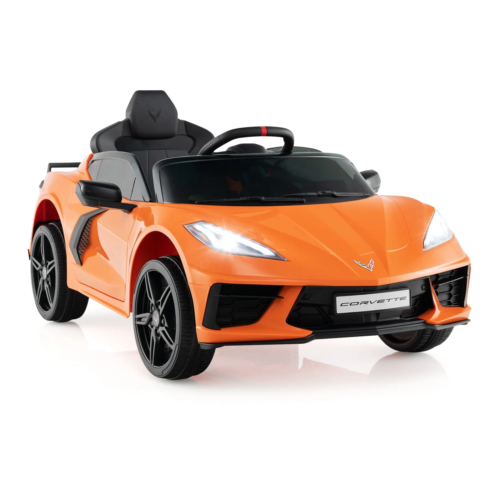 12V Electric Kids Ride On Car Licensed Chevrolet Corvette C8 with Remote Control Ages 3+ Years Old-Orange - Image 2
