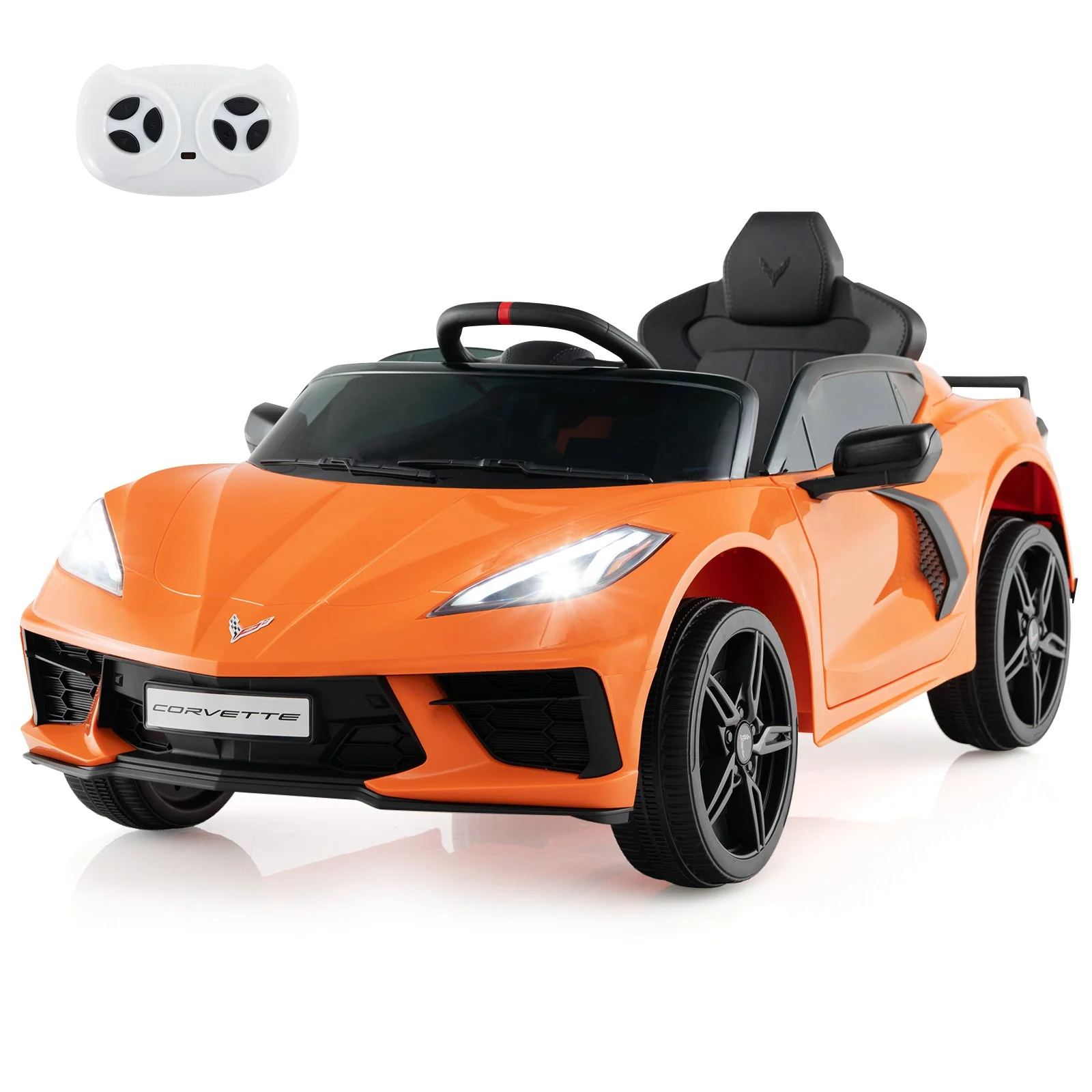 12V Electric Kids Ride On Car Licensed Chevrolet Corvette C8 with Remote Control Ages 3+ Years Old-Orange - Image 3