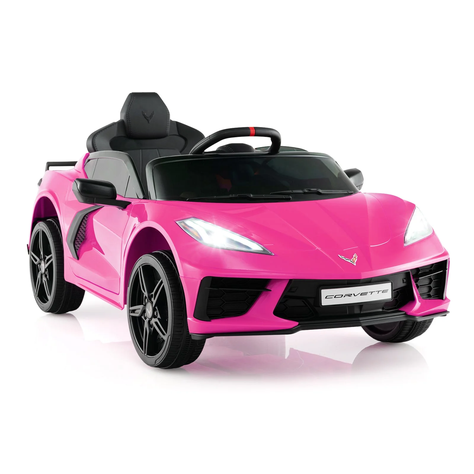12V Electric Kids Ride On Car Licensed Chevrolet Corvette C8 with Remote Control Ages 3+ Years Old-Pink - Image 2