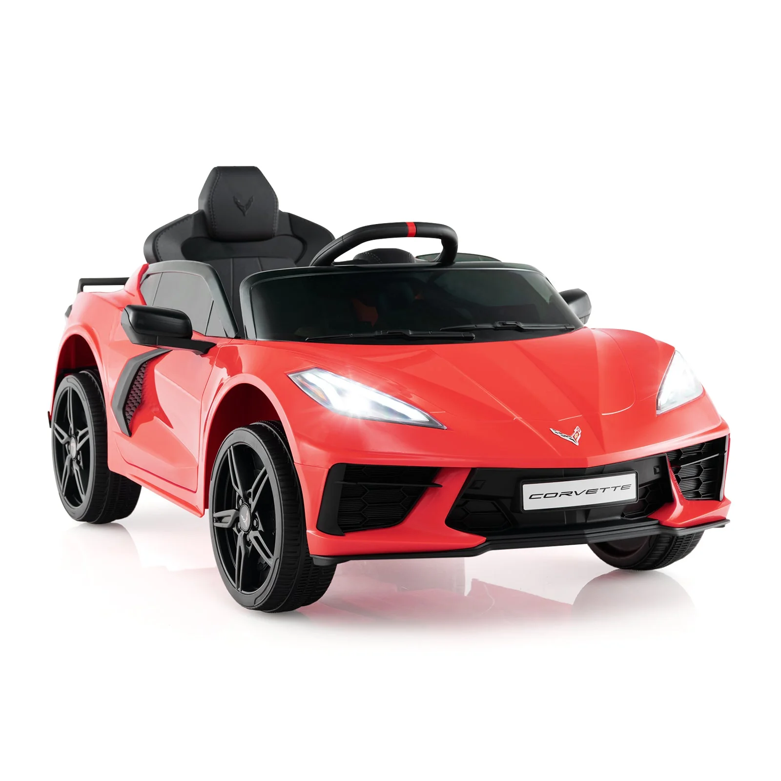 12V Electric Kids Ride On Car Licensed Chevrolet Corvette C8 with Remote Control Ages 3+ Years Old-Red - Image 2