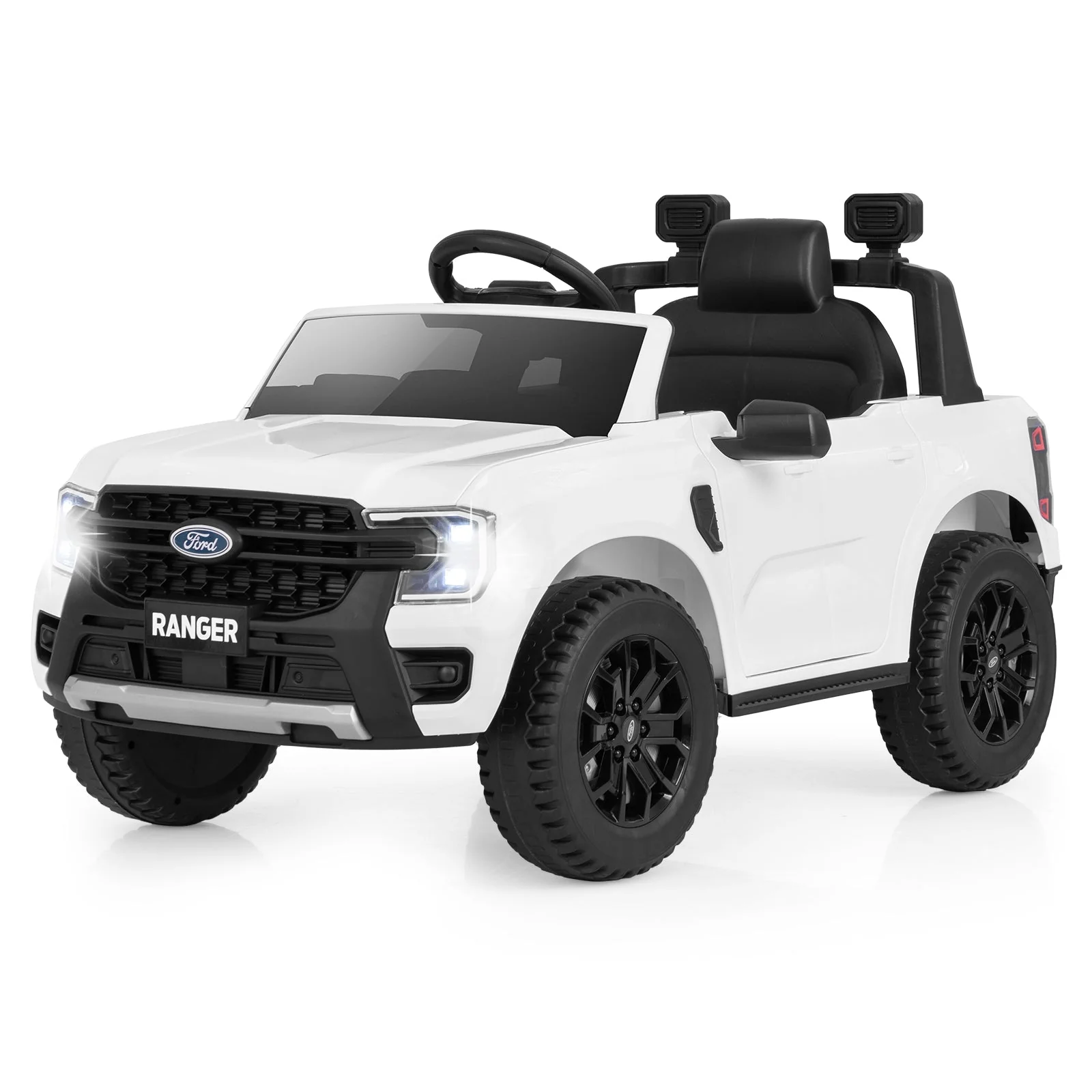 12V Electric Kids Ride on Car Licensed Ford Ranger with Remote Control and Music-White - Image 3