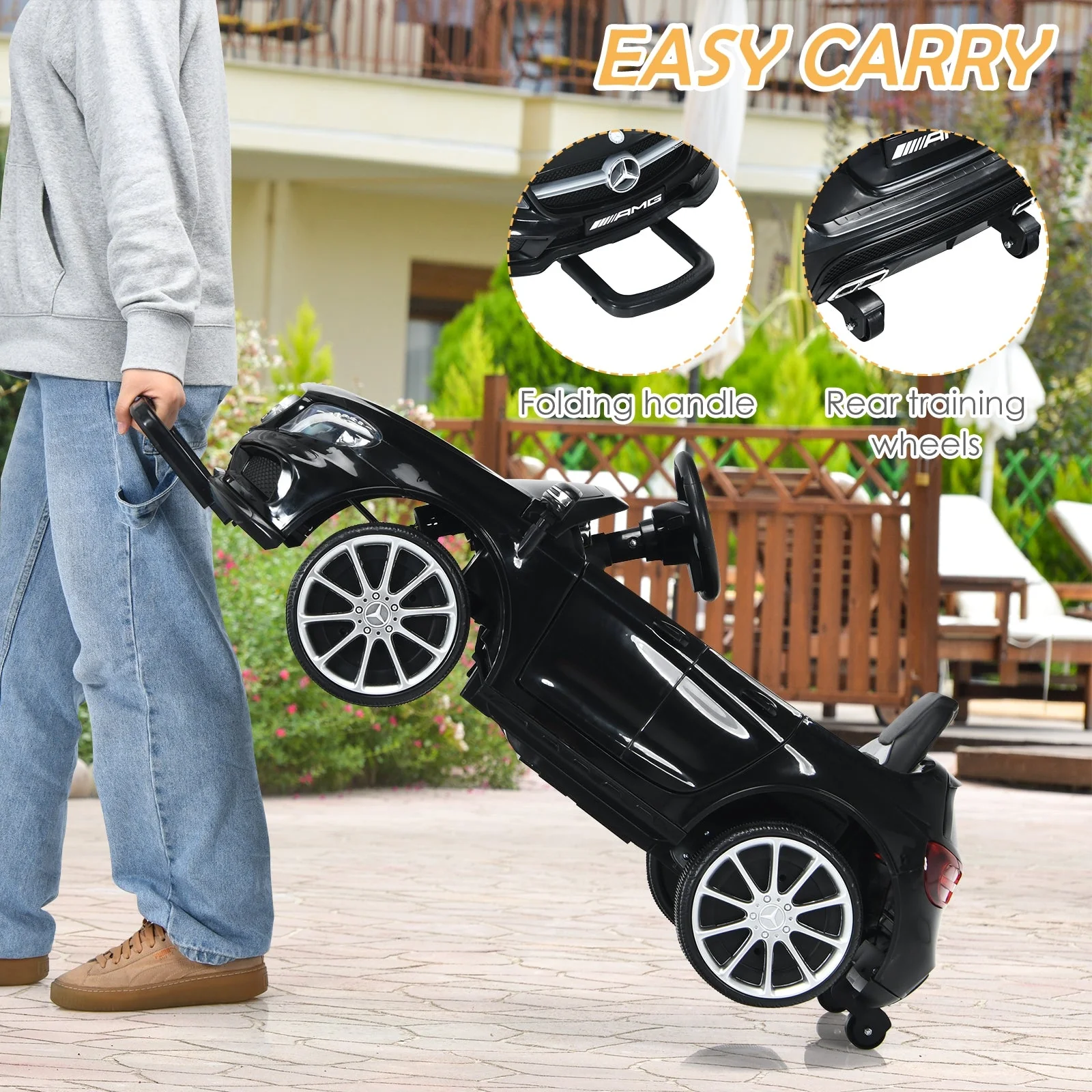 12V Electric Kids Ride On Car with Remote Control-Black - Image 7