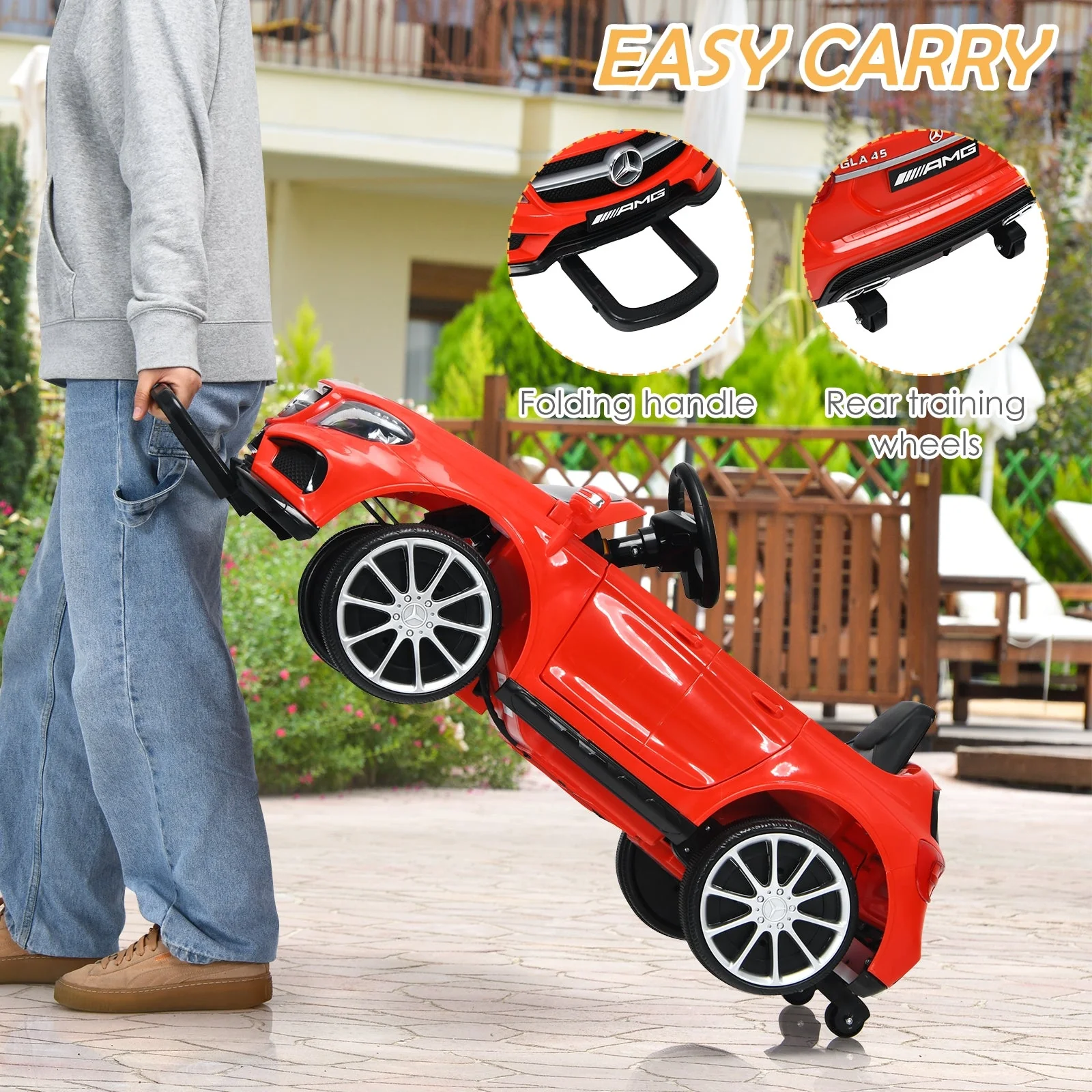 12V Electric Kids Ride On Car with Remote Control-Red - Image 7