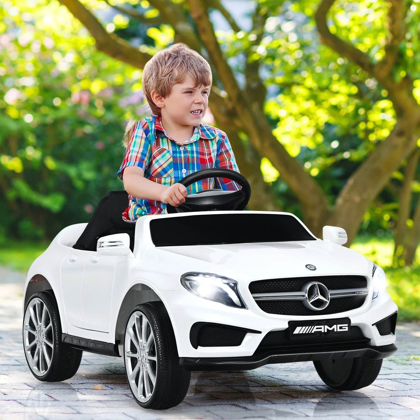 12V Electric Kids Ride On Car with Remote Control-White - Image 2