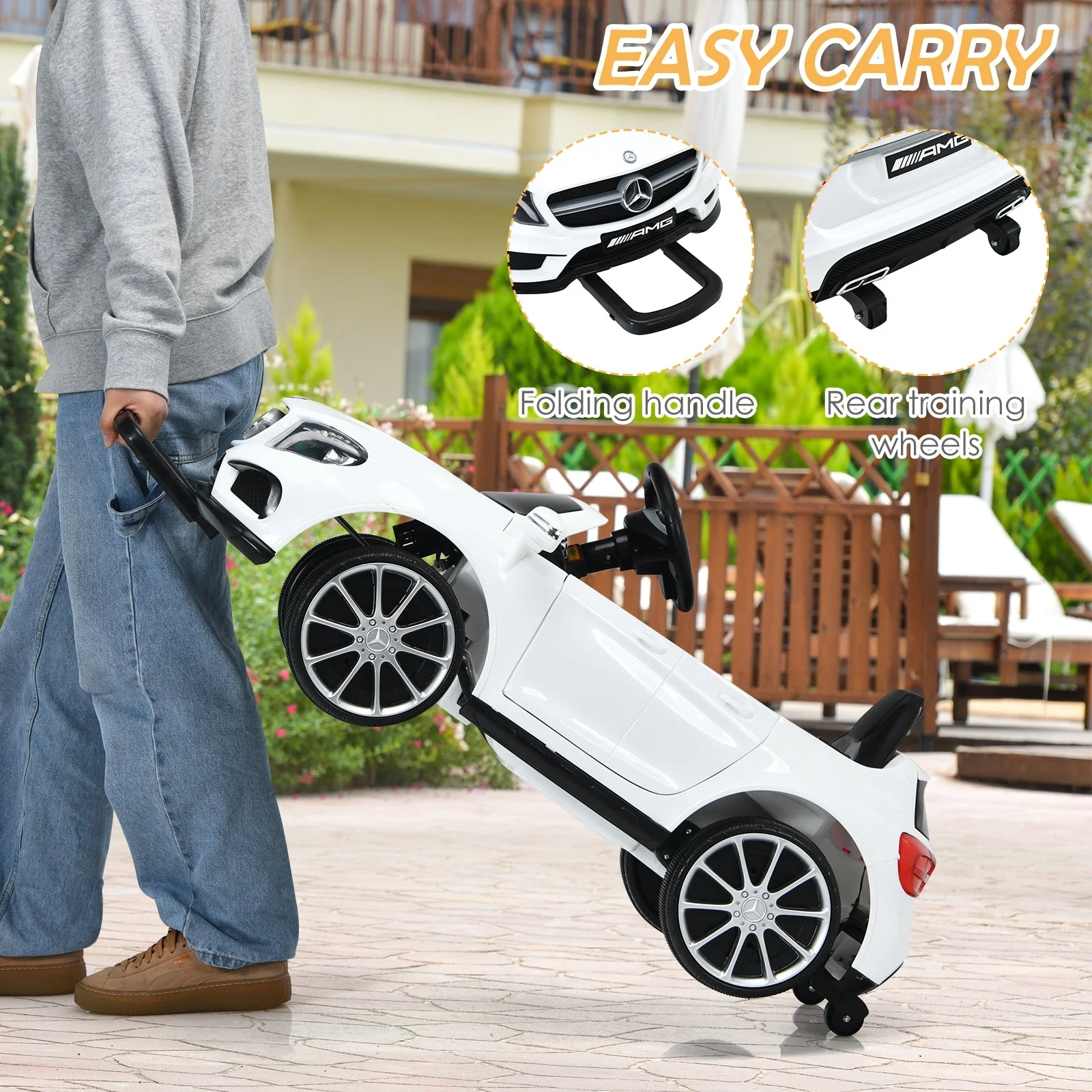 12V Electric Kids Ride On Car with Remote Control-White - Image 7