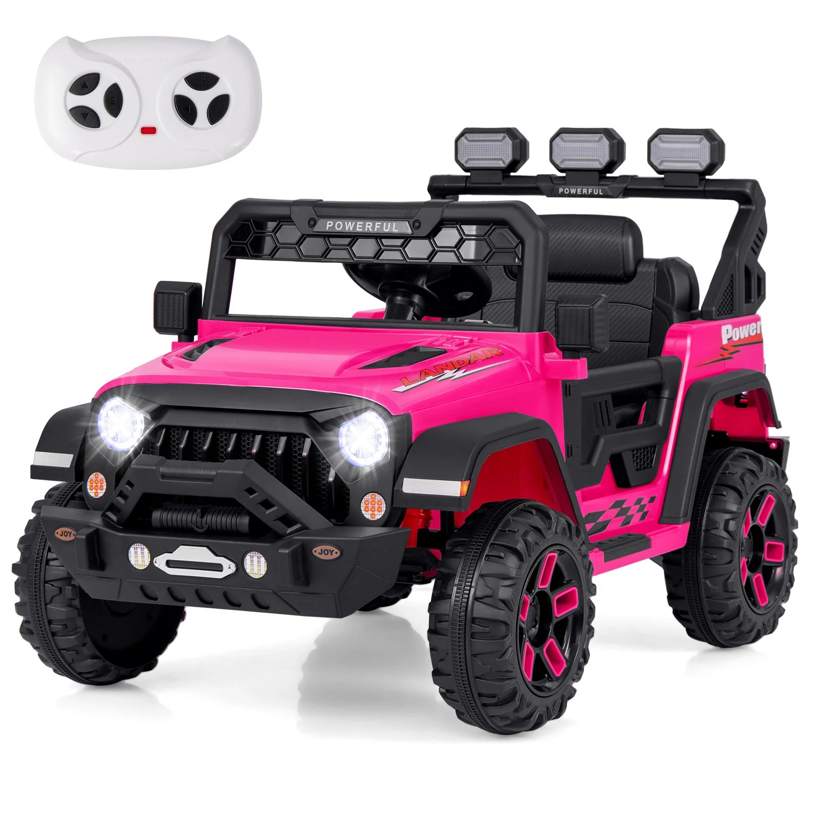 12V Electric Kids Ride on Truck with Remote Control and Music-Pink - Image 2