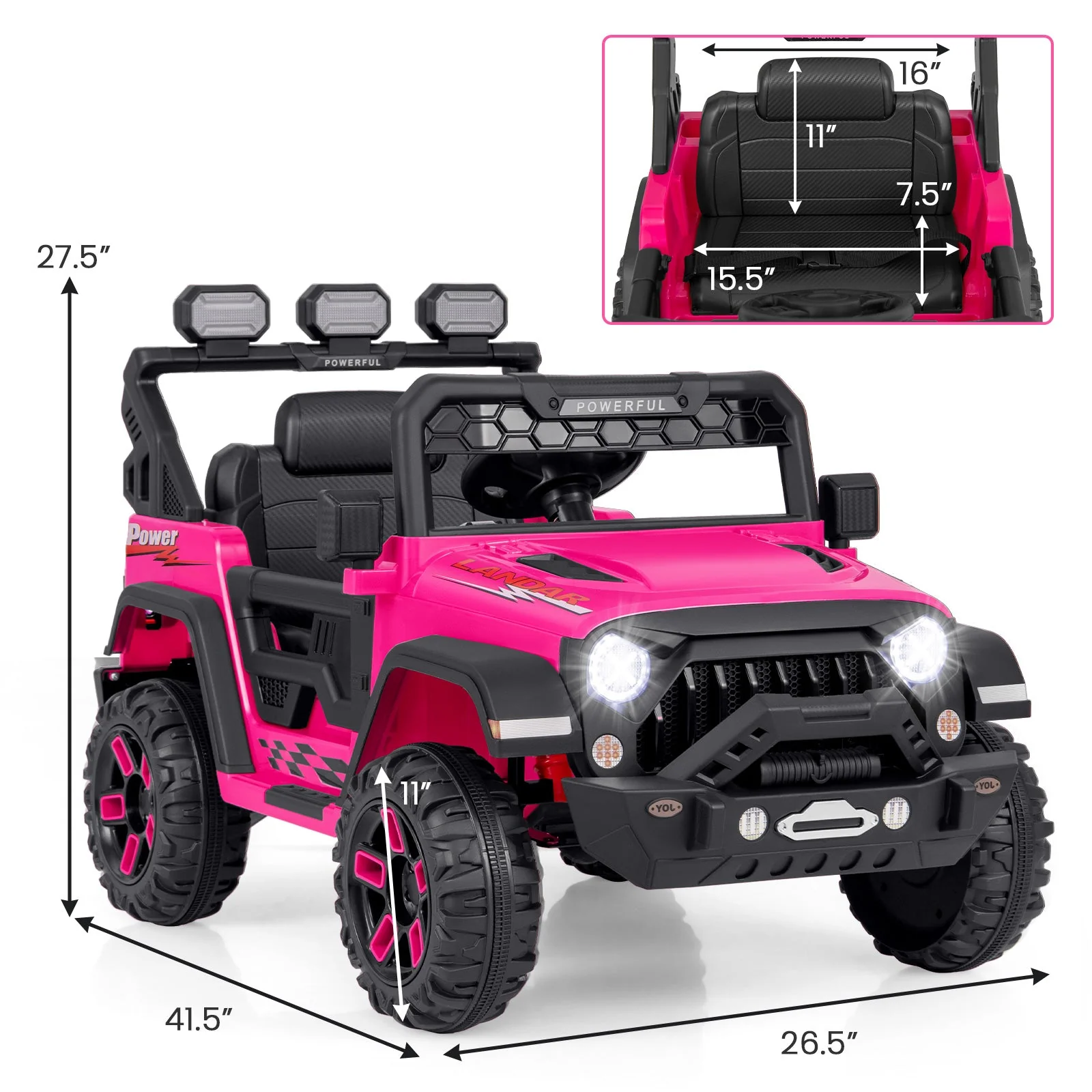 12V Electric Kids Ride on Truck with Remote Control and Music-Pink - Image 4