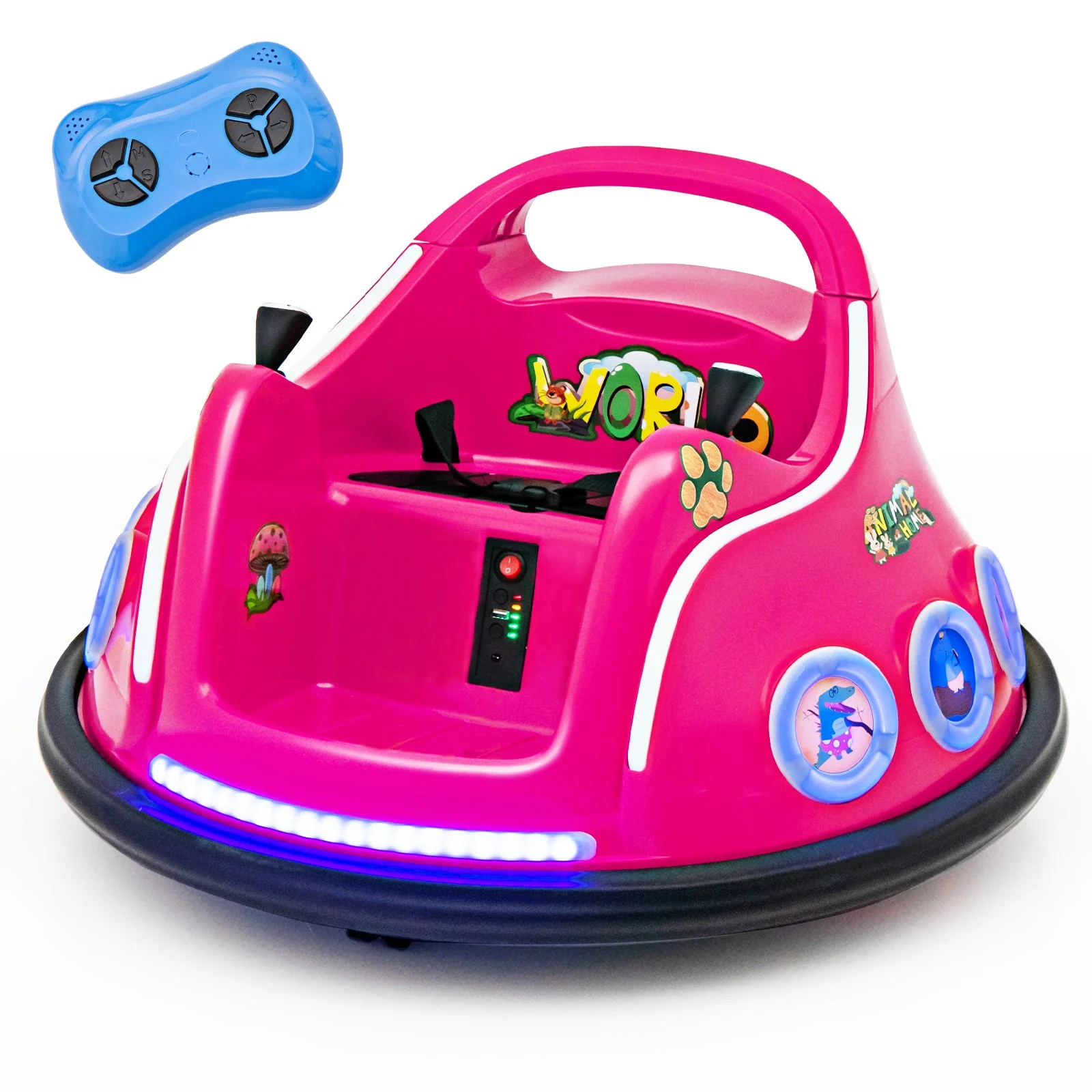 12V Electric Ride On Car with Remote Control and Flashing LED Lights-Pink - Image 3